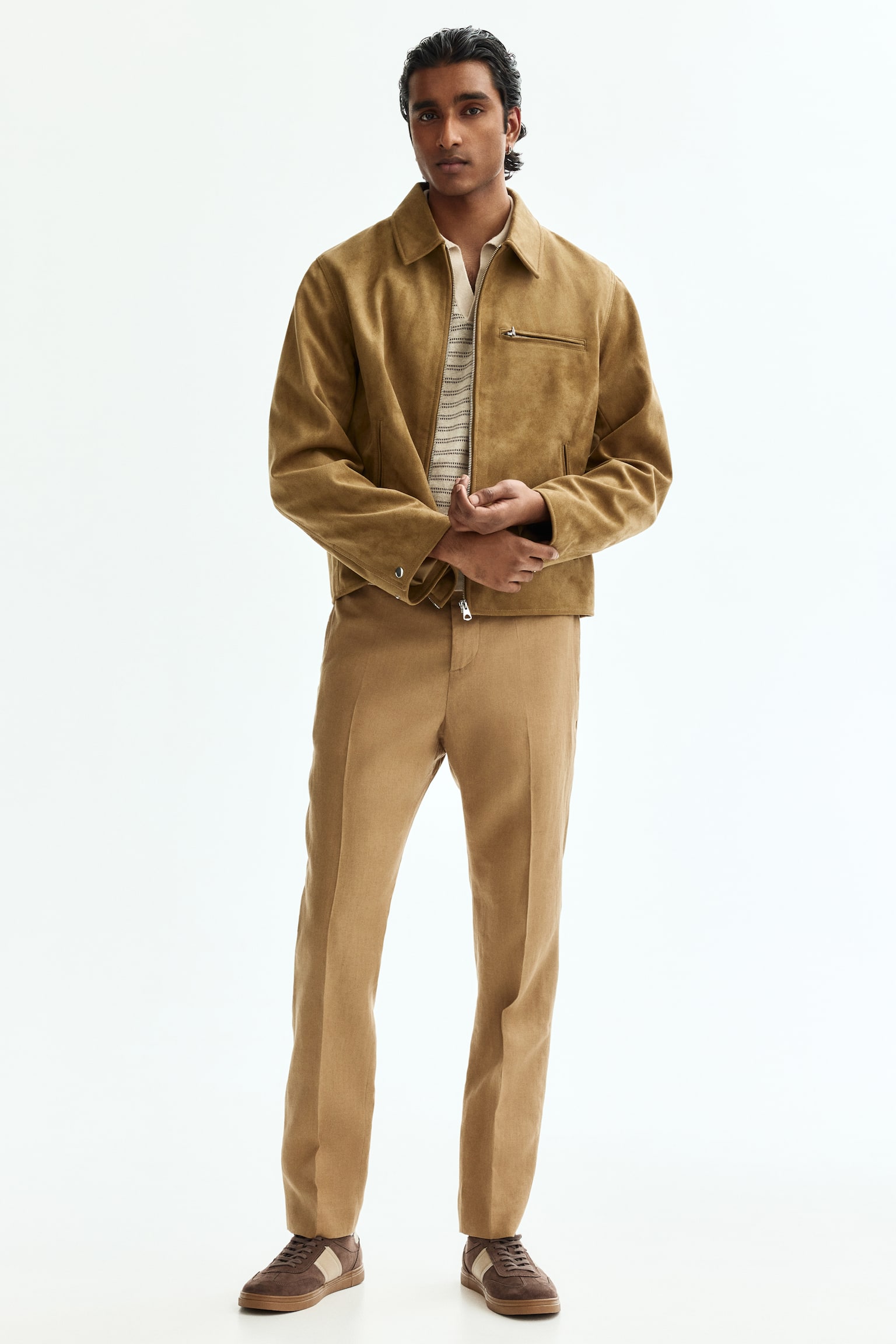 Slim Fit Linen suit trousers - Beige/Khaki green/Black/Light beige/Light green/Navy blue - 1