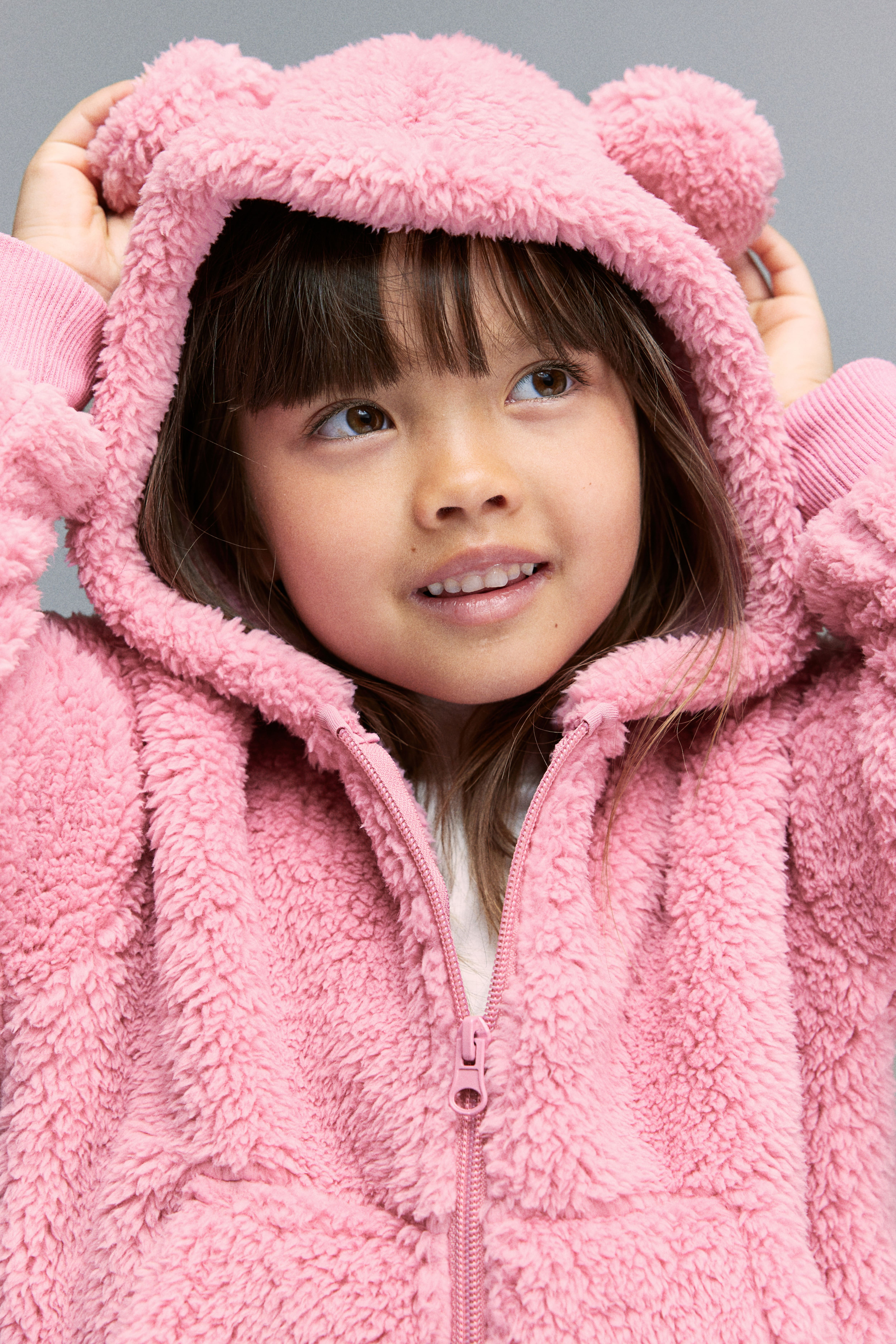 Hooded Teddy Fleece Jacket Light pink Kids H M CA