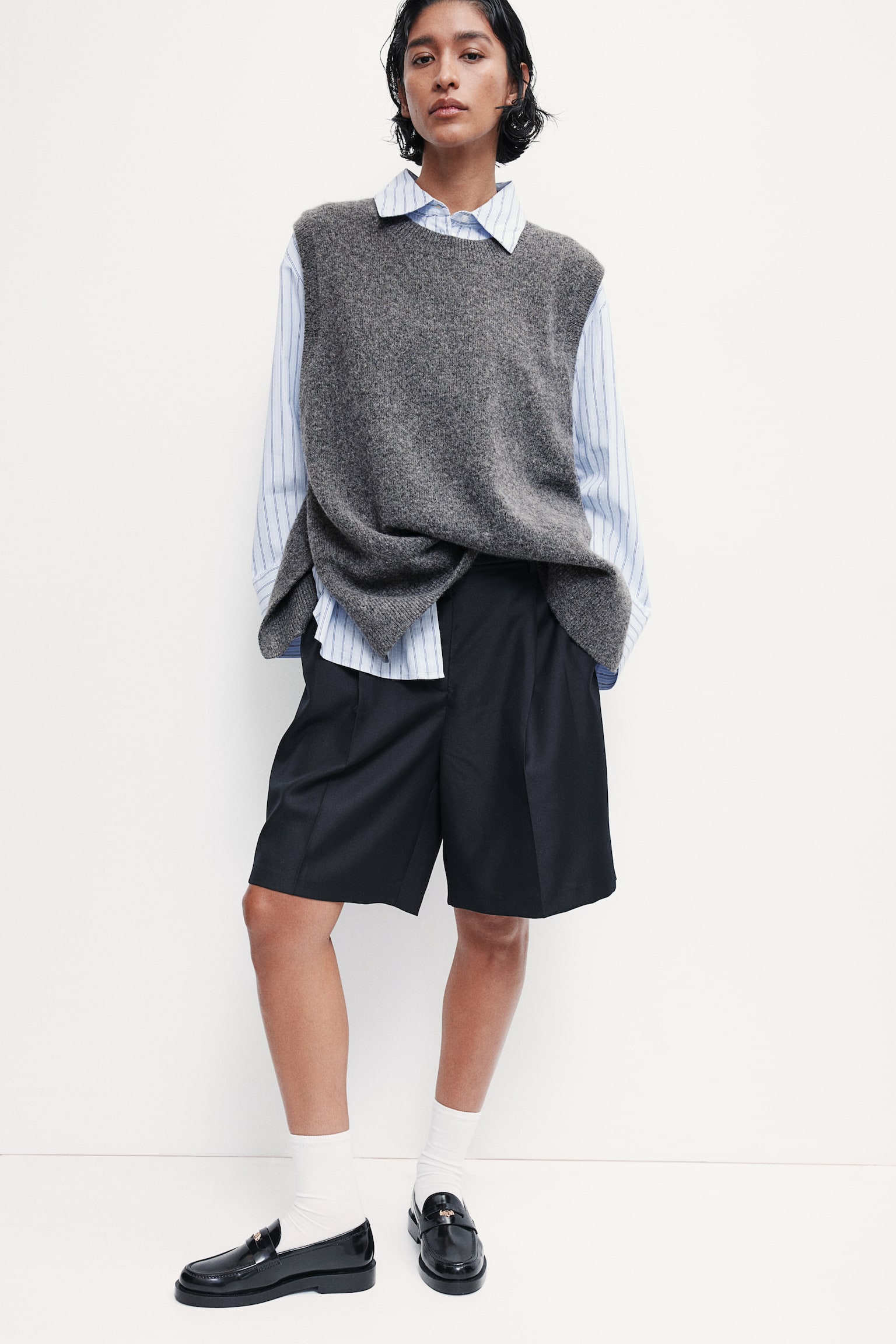 Sweater vest - Dark grey marl/Cream/Greige marl - 1