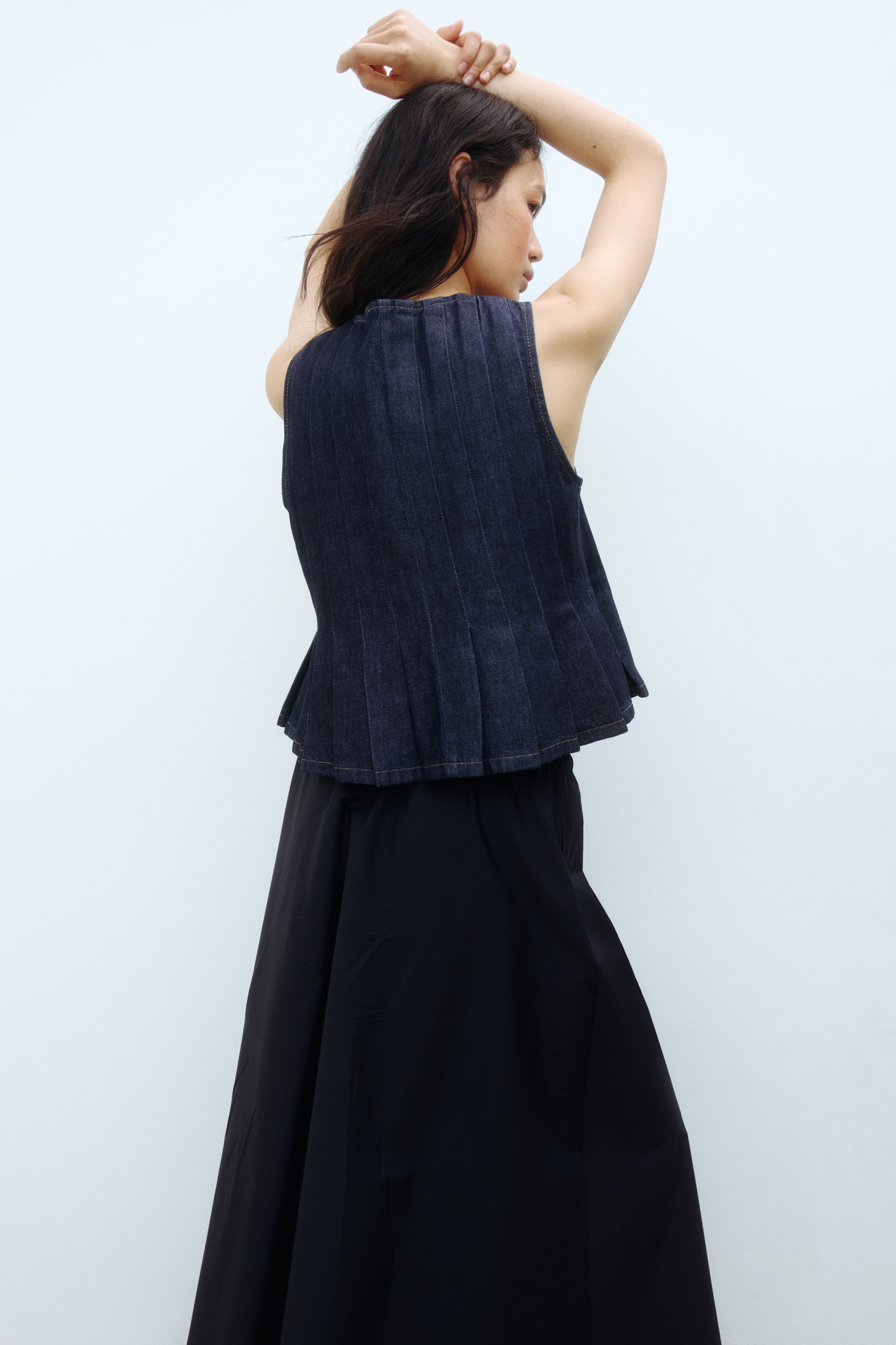 Tie-detail denim waistcoat