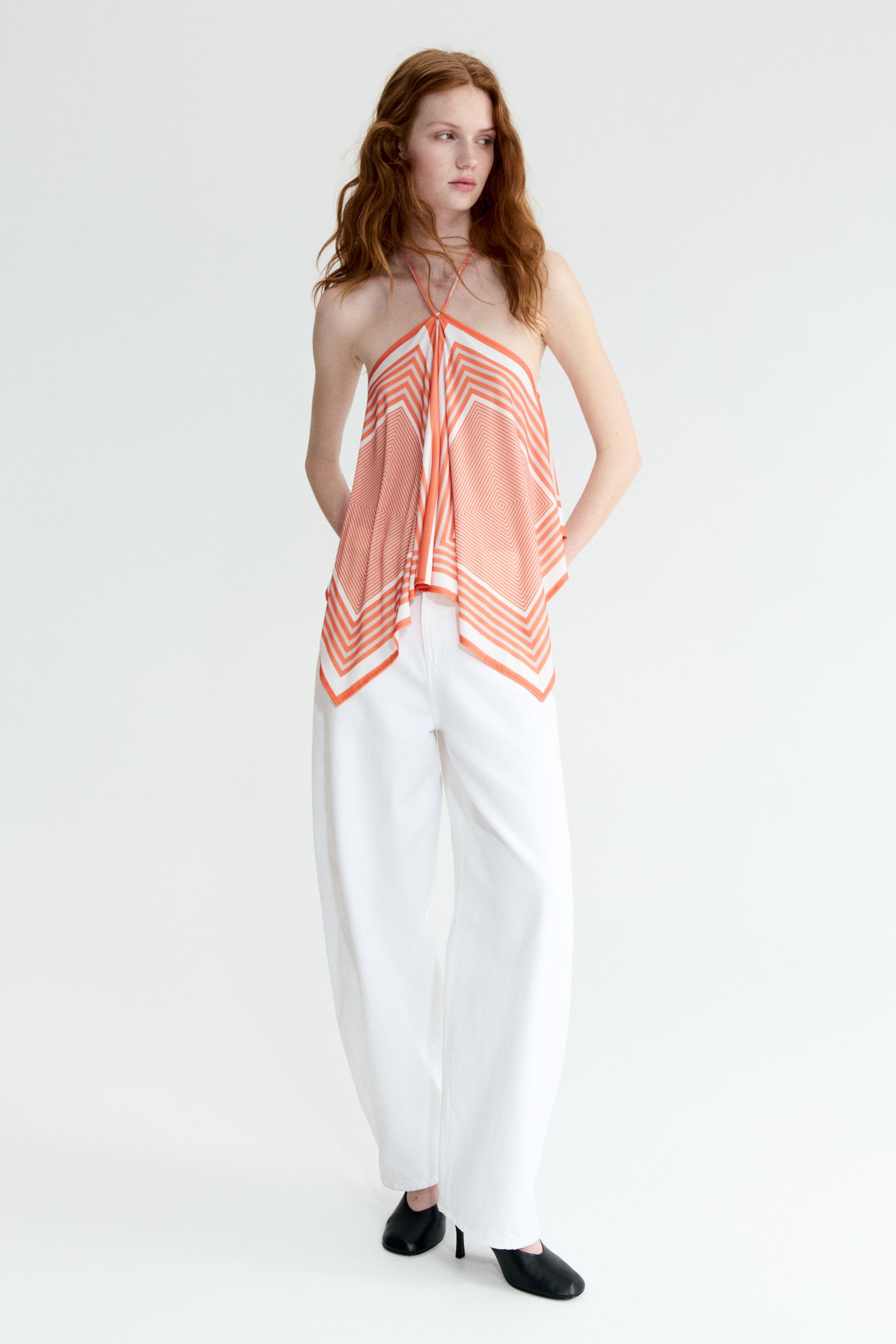 Halterneck top - Orange/Striped - 4