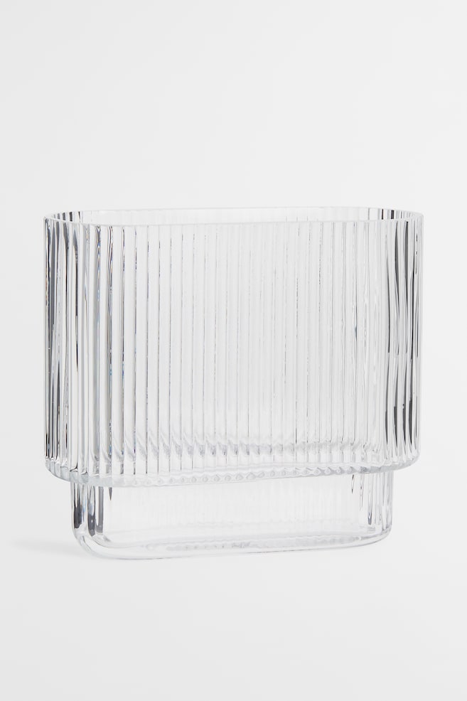 Oval glass vase - Transparent/Beige - 1