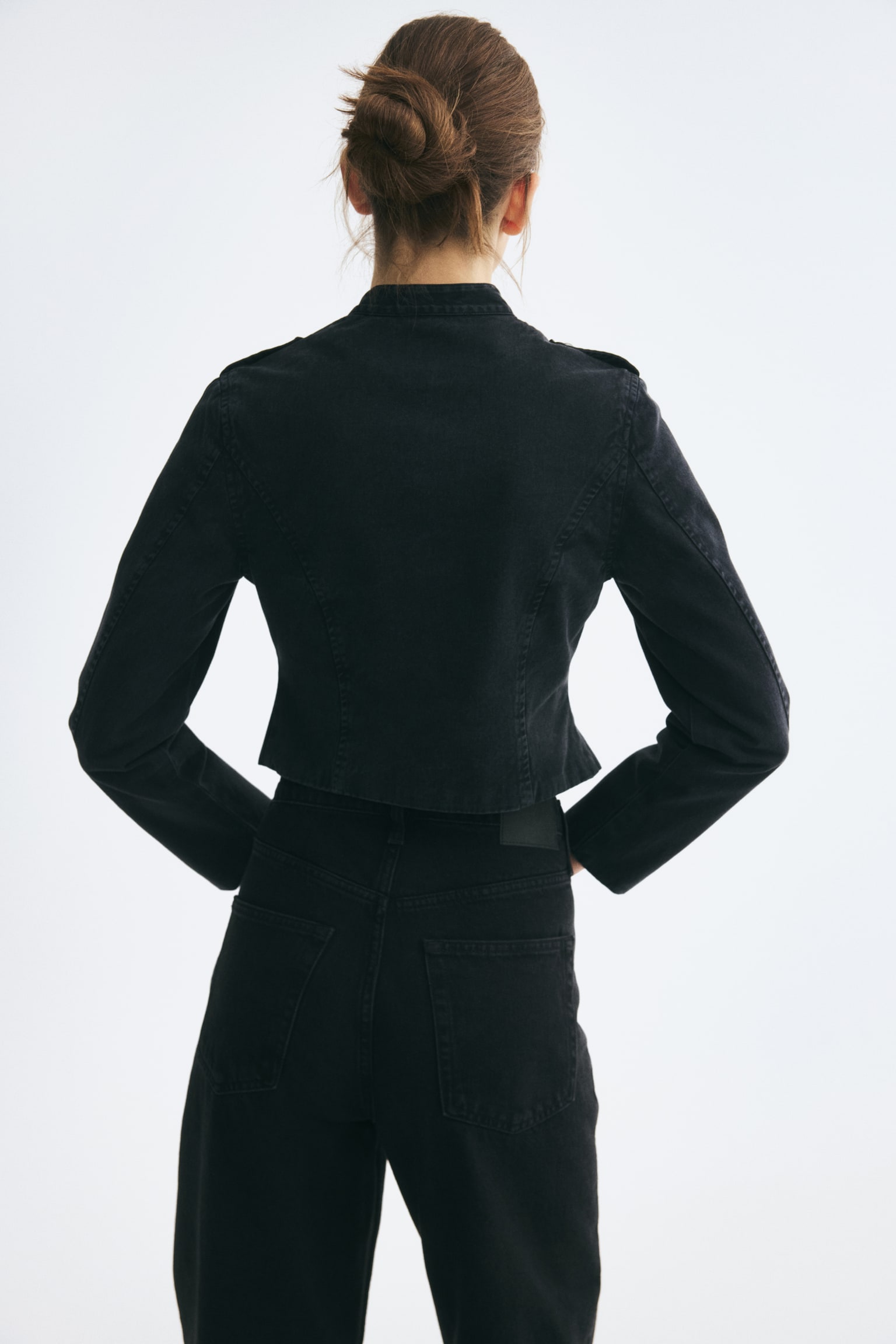 Женская куртка H&M Button-Detail Twill, цвет: Чёрный — фото 6