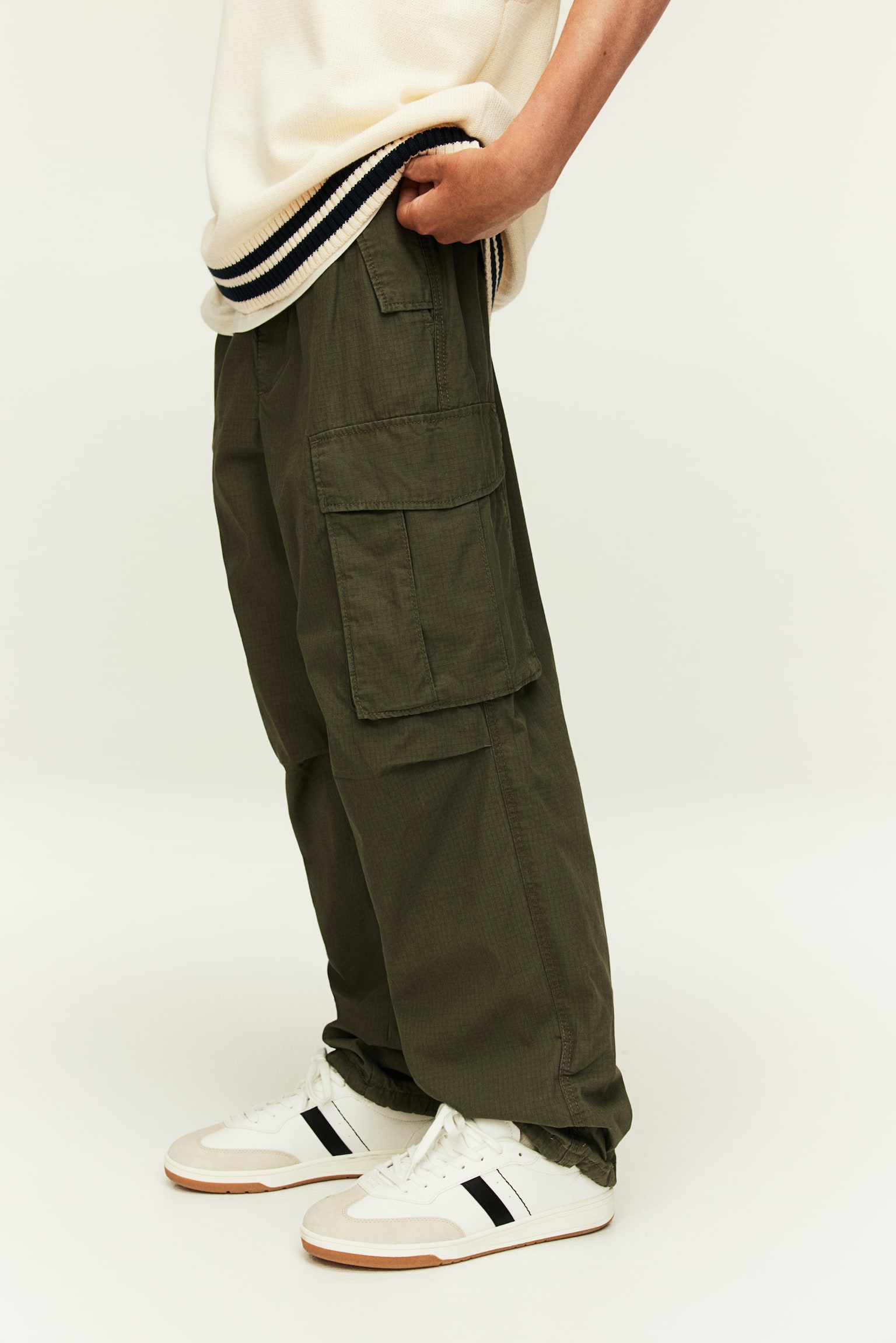 Parachute trousers - Khaki green/Navy blue/Light beige - 5