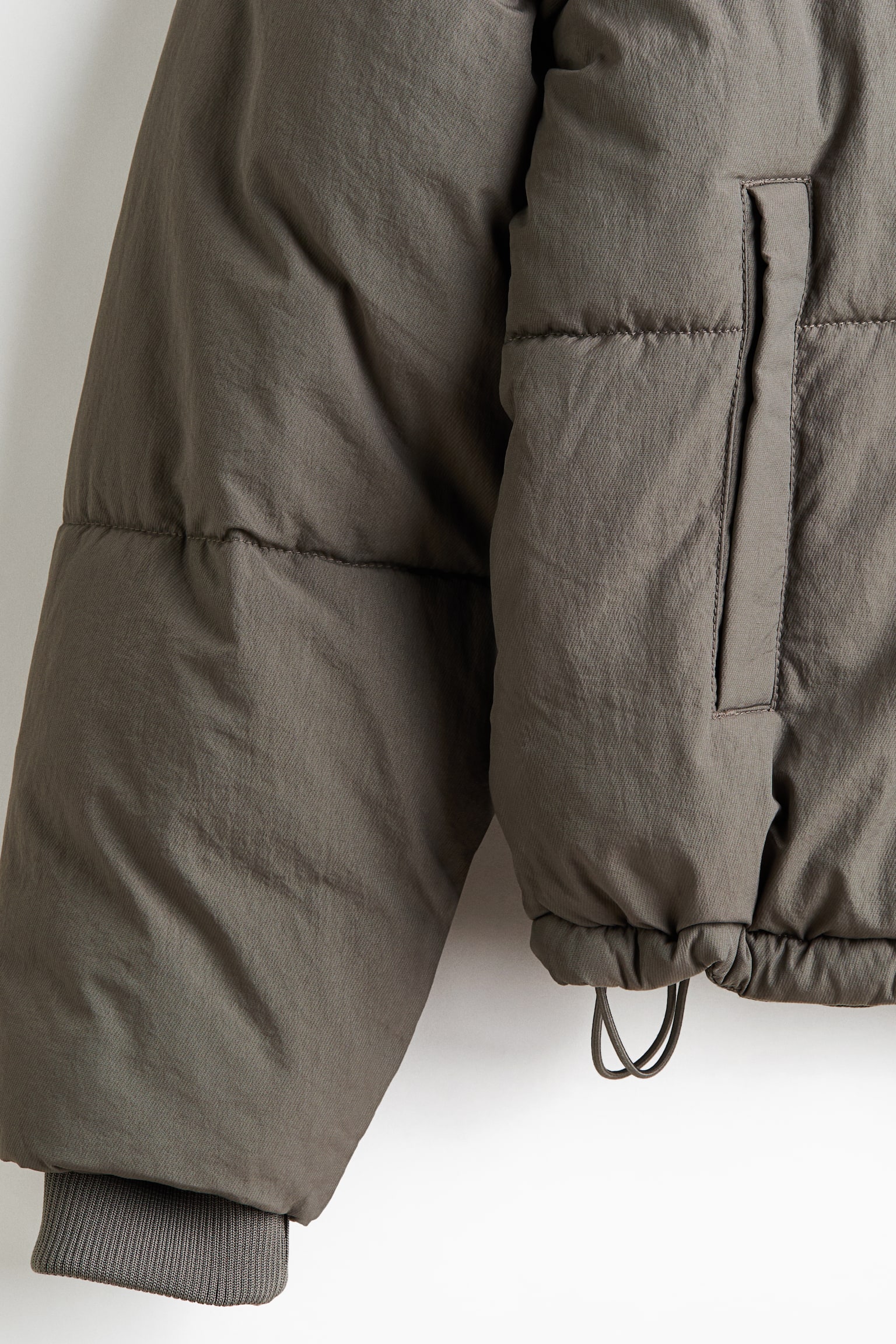 ナイロンパファージャケット - カーキグリーン/ダークブラウン - 7