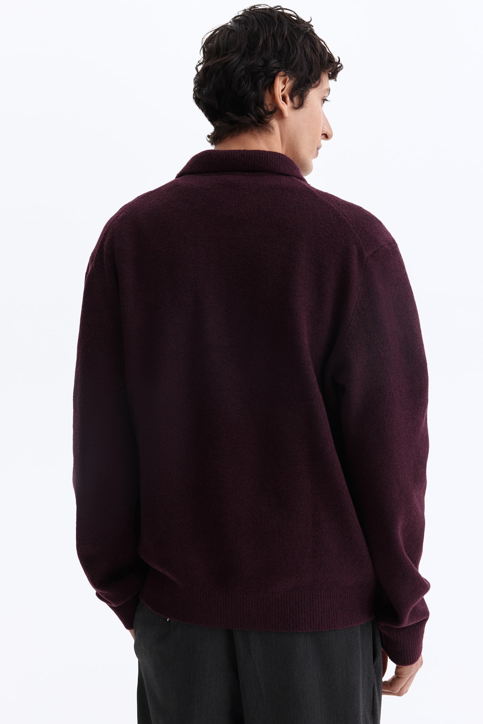 סוודר עם רוכסן בחלק העליון Regular Fit - בורדו/תכלת - 4