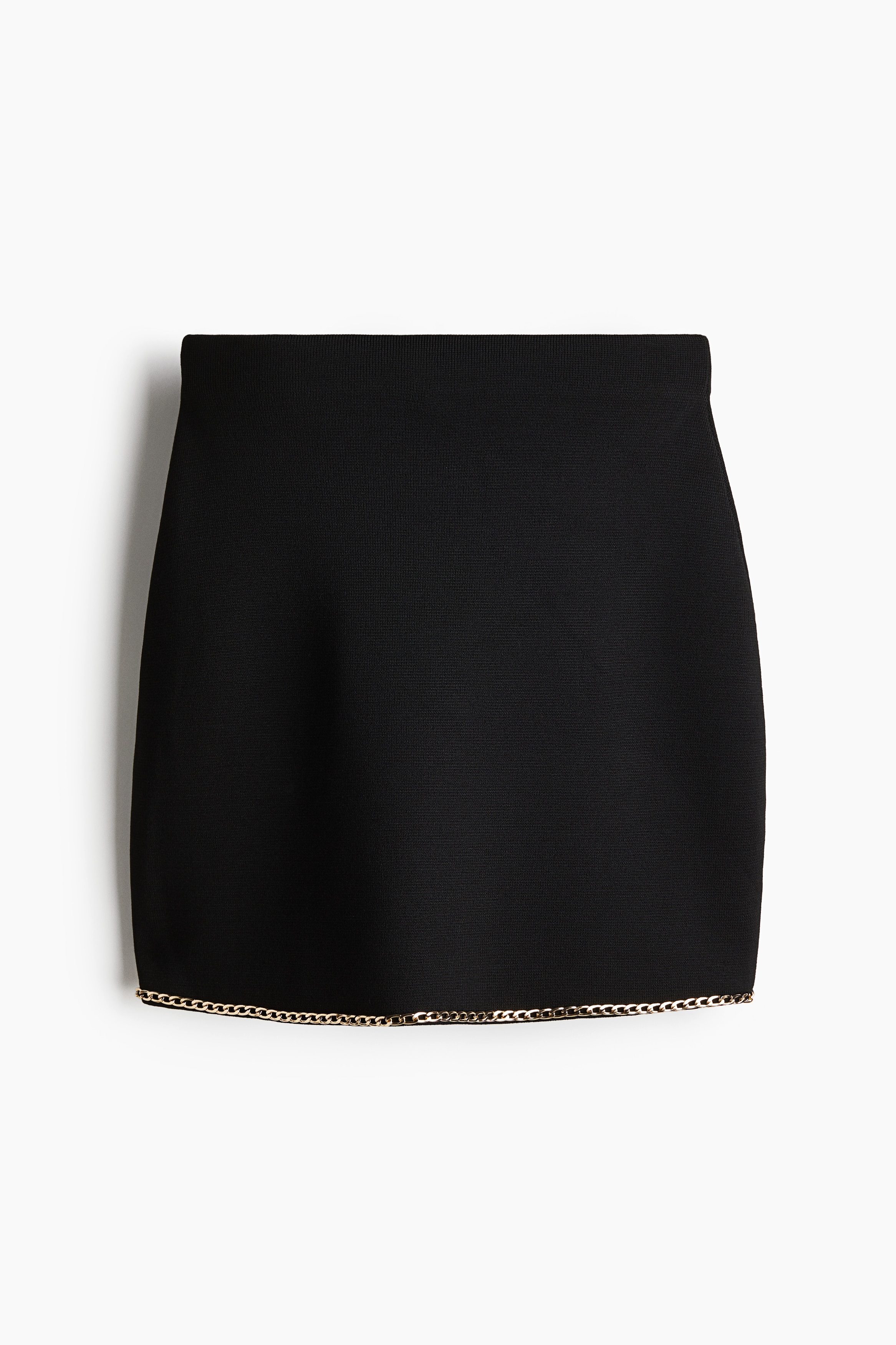 Black Chain-detail knitted skirt - Size: L  - H&M