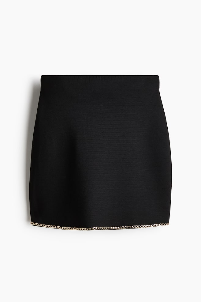 Chain Detail Knit Skirt Black Ladies H M US