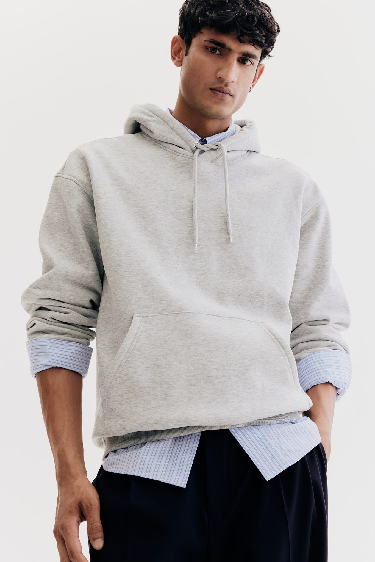 Loose Fit Hoodie Light grey marl Men H&M IN