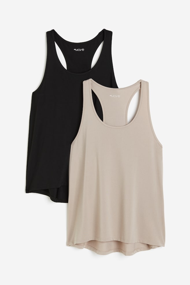 2-pack DryMove™ sports vest tops - Black/Beige/Light teal marl/White - 1
