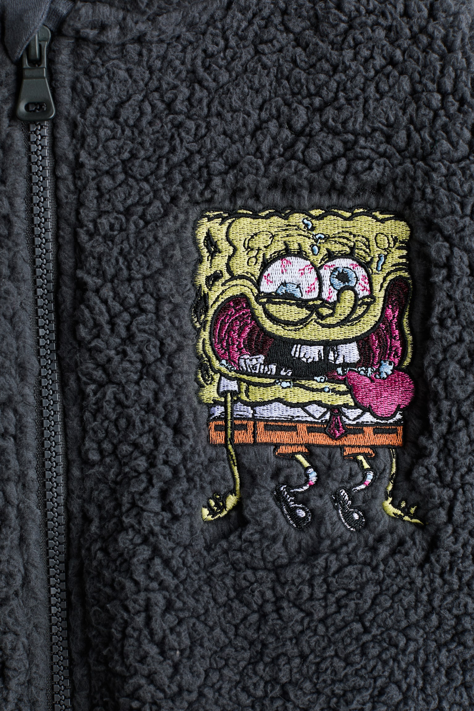 Teddy zip-through hoodie - Dark grey/SpongeBob - 3