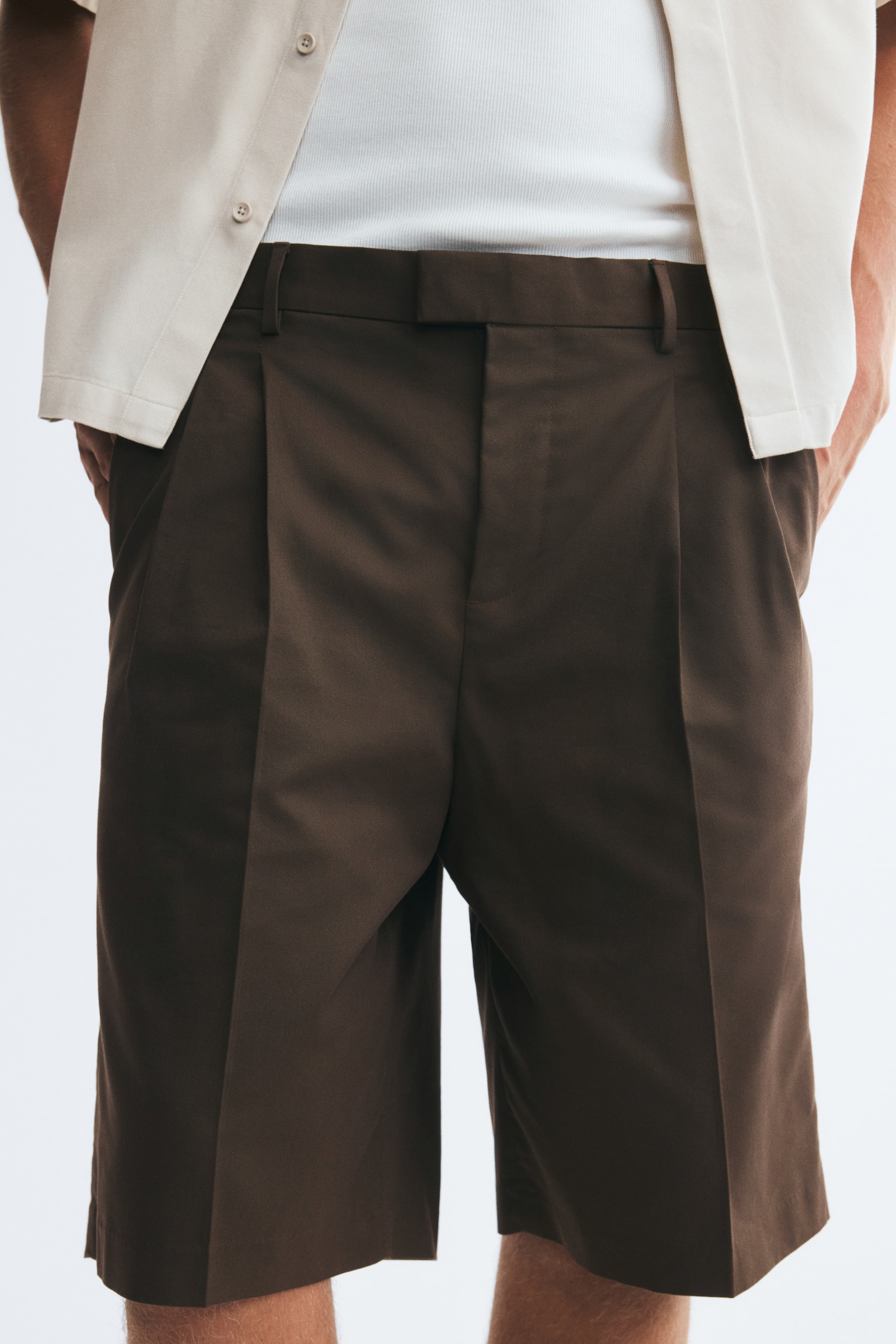 Мужские шорты H&M Loose-Fit Tailored, цвет: Тёмный коричневый — фото 4