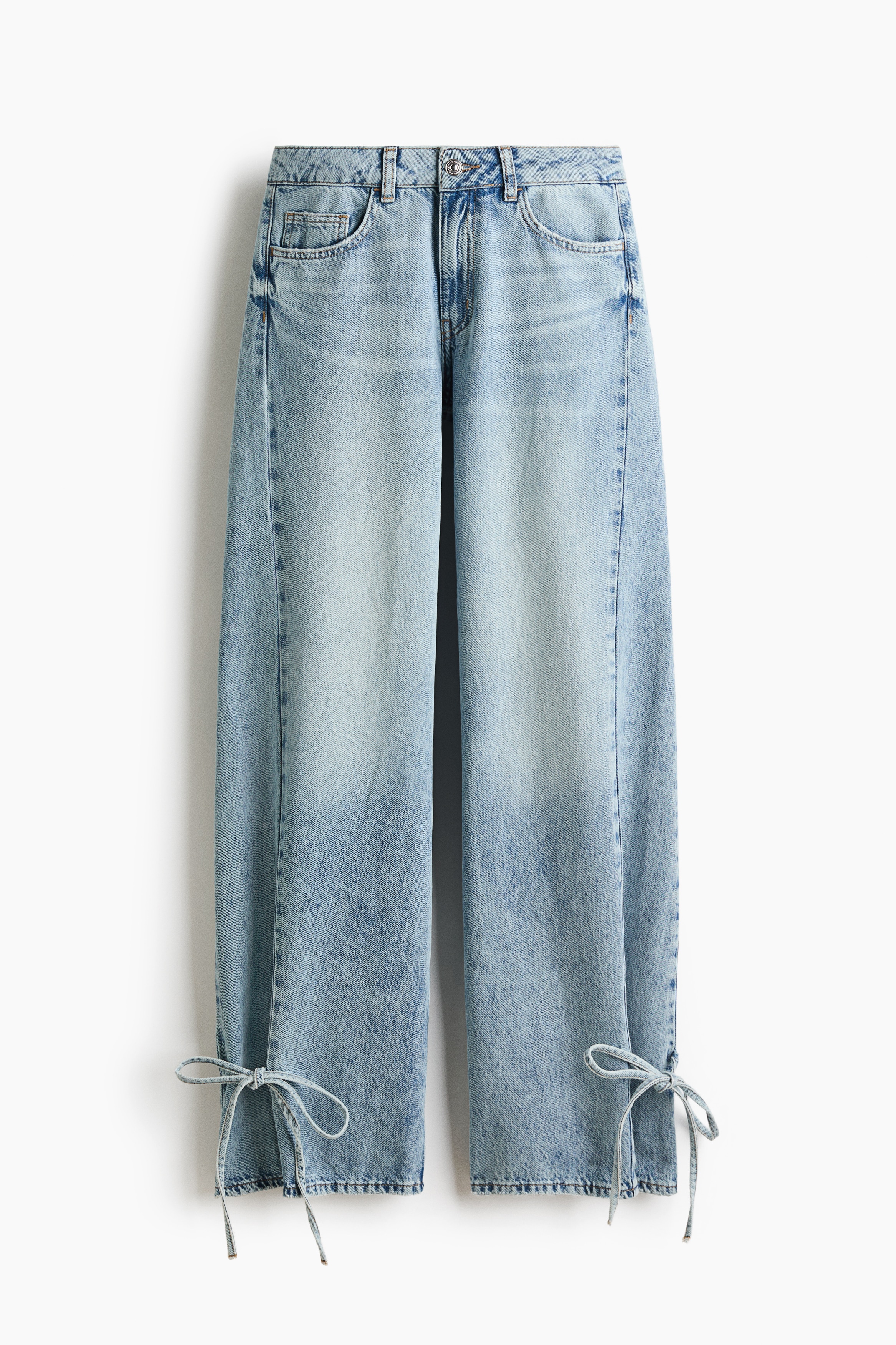 Straight High Waist Jeans - Ανοιχτό μπλε denim