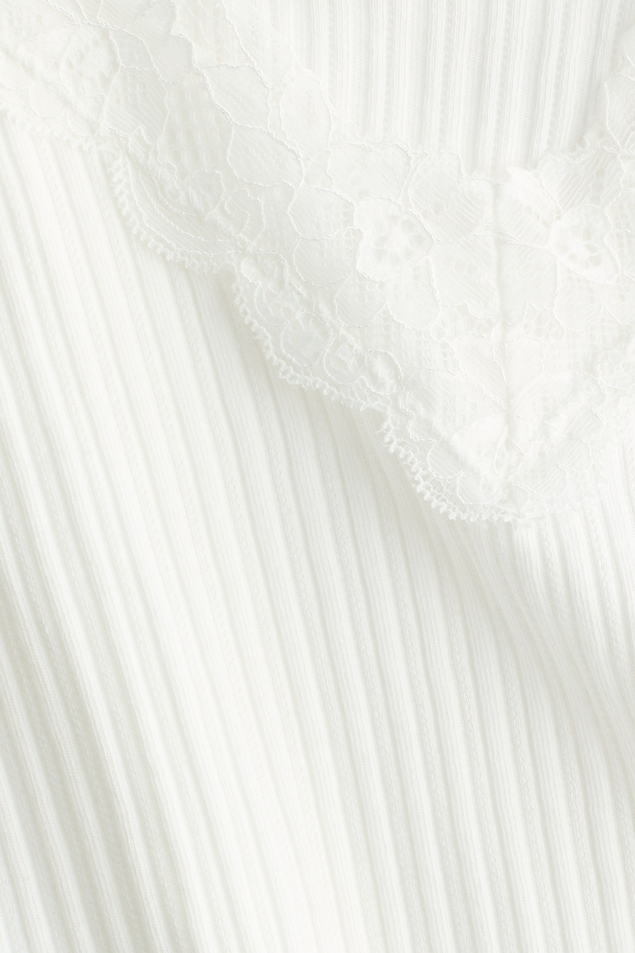 Lace-Trimmed Pointelle-Knit Top