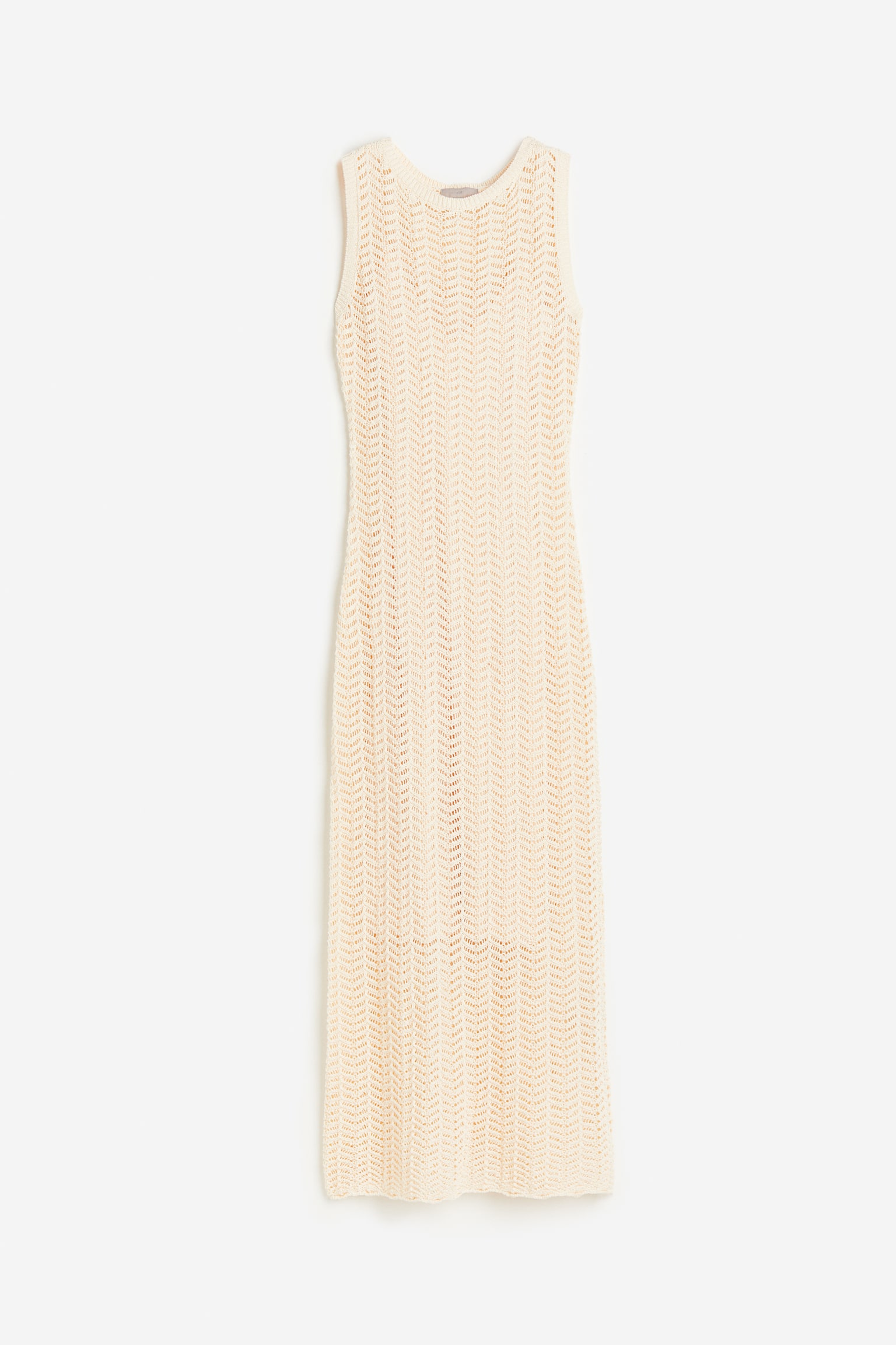 Crochet Look Knit Dress - Cream - 1