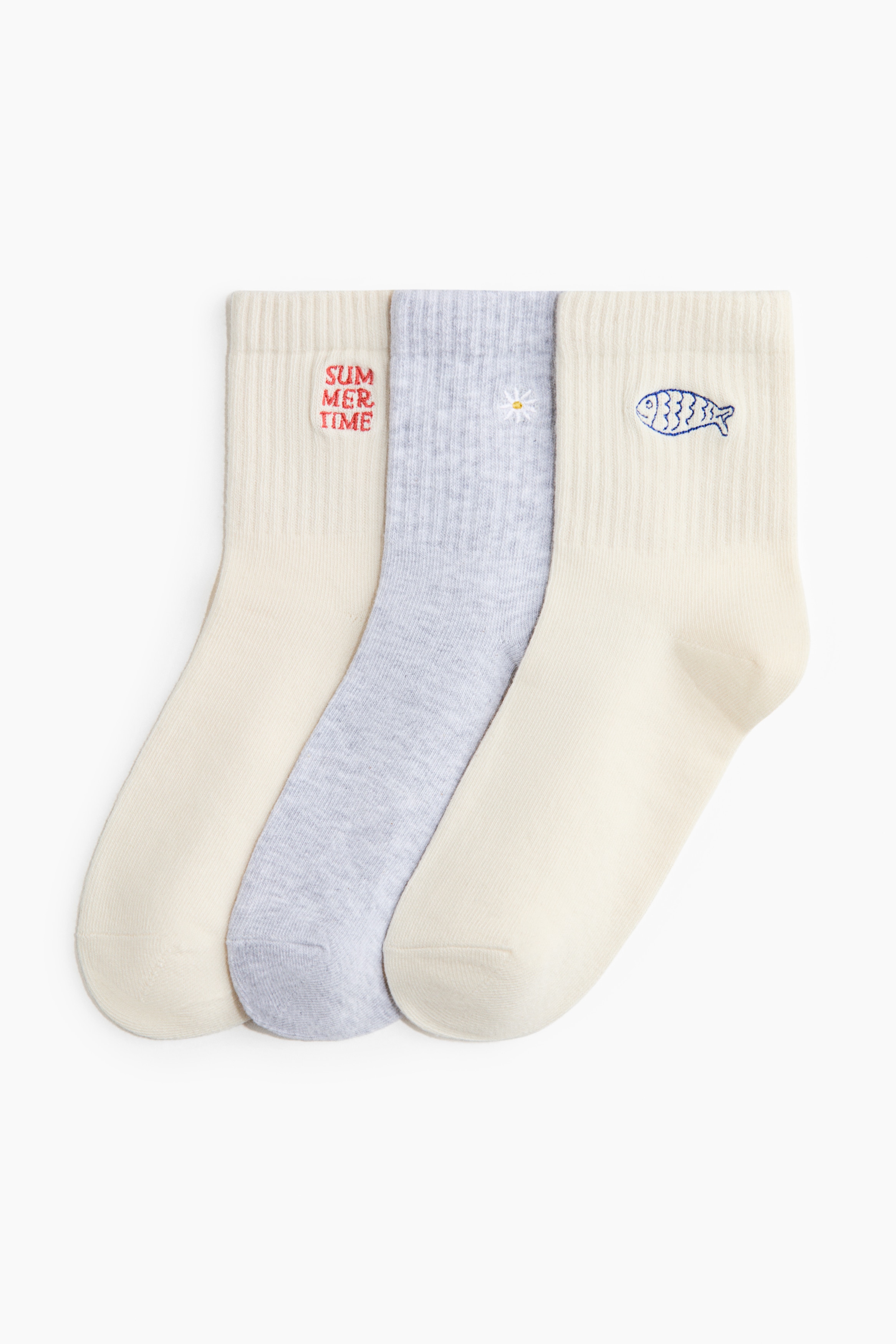 Women's Cream/gray melange 3-Pack Socks | H&M US