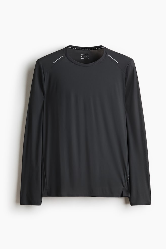Long-sleeved running top with CoolMove™ - Dark grey/White/White/Chocolate plum - 1