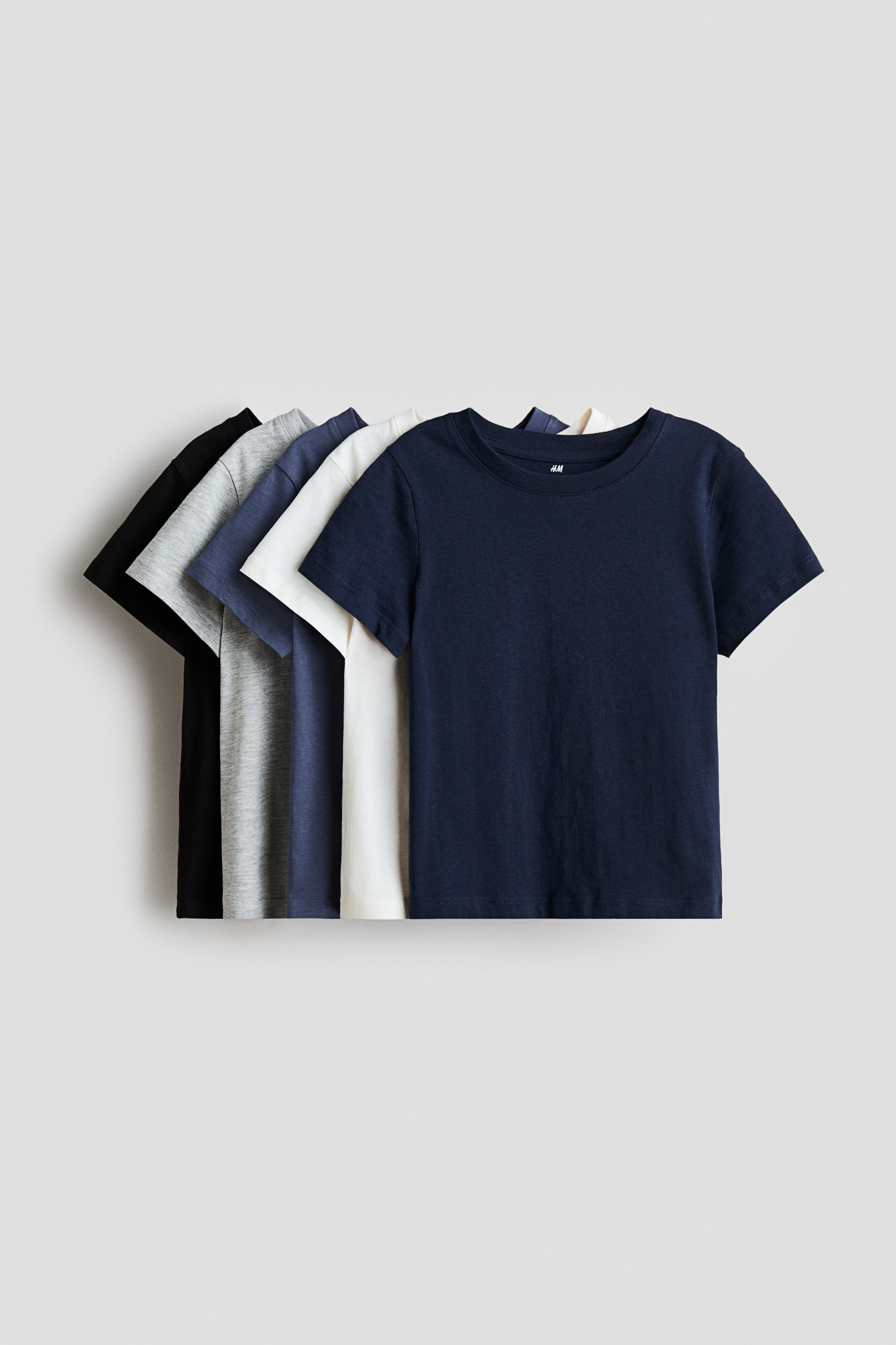View larger image: 5-pack cotton T-shirts - Blue/Light grey marl - Kids | H&M HK 1