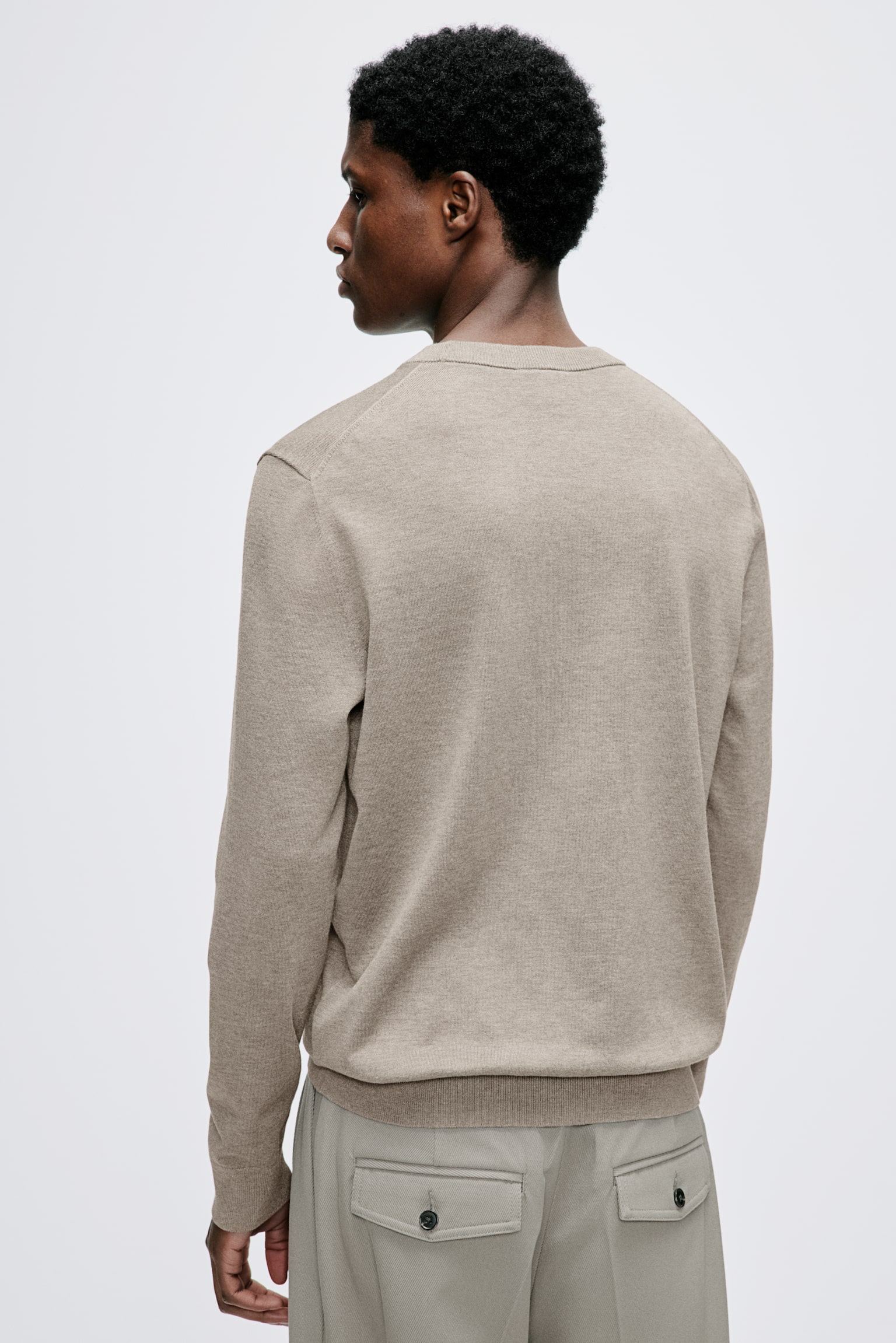 Finstickad tröja Slim Fit - Gråbeige/Svart/Marinblå/Vit/Mörkgrå/Beige - 4