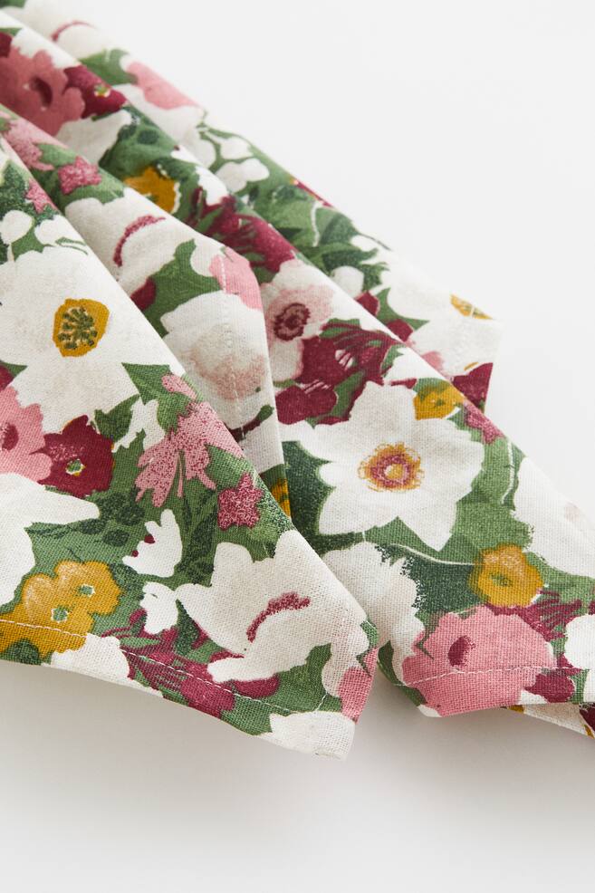 2-pack cotton napkins - Green/Floral - 3