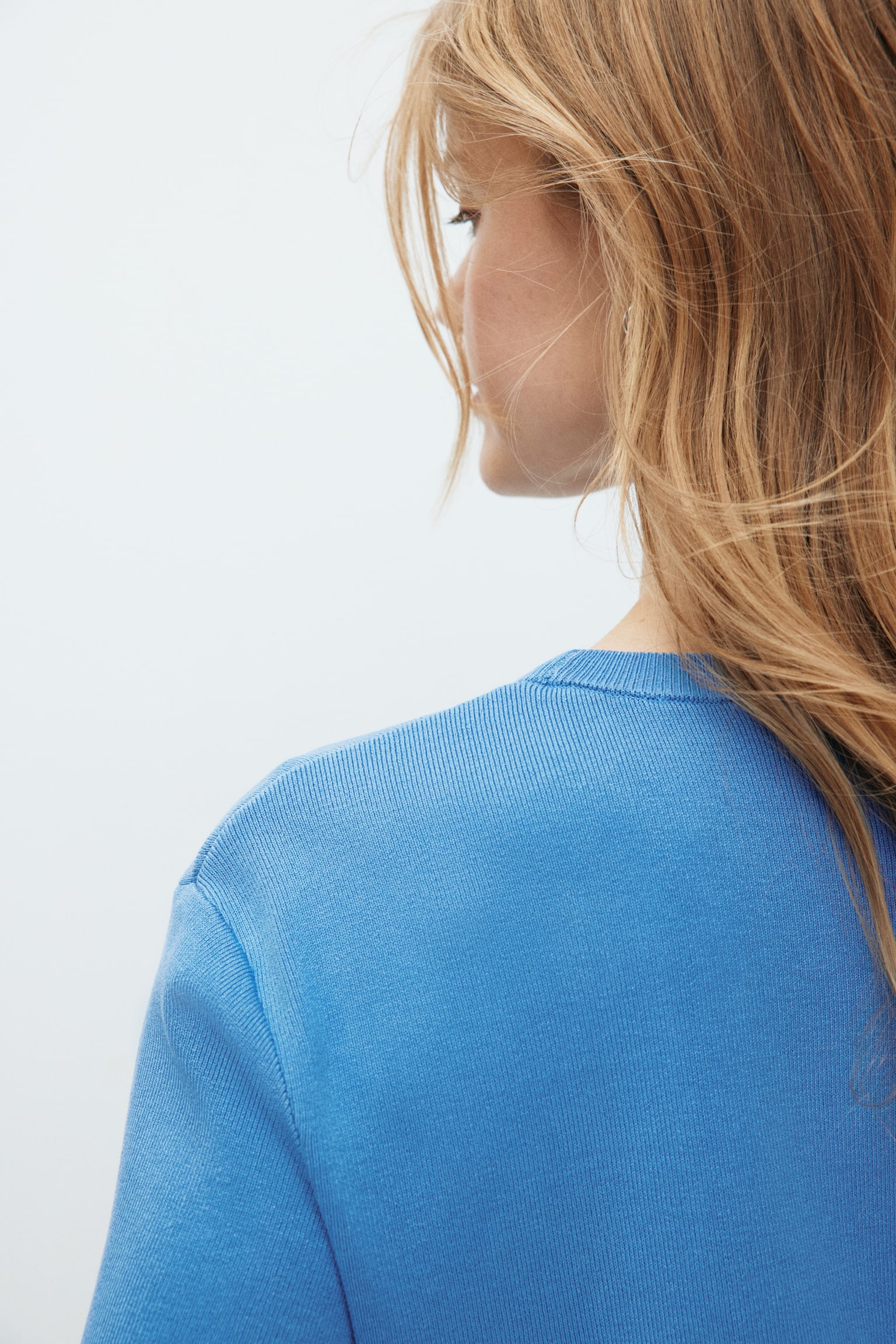 MAMA Fine-Knit T-Shirt - Blue/Light beige - 6