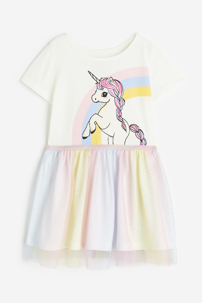Tulle-skirt jersey dress - White/Unicorn/White/Unicorn/Powder pink/Light pink/Kitten/dc/dc - 1