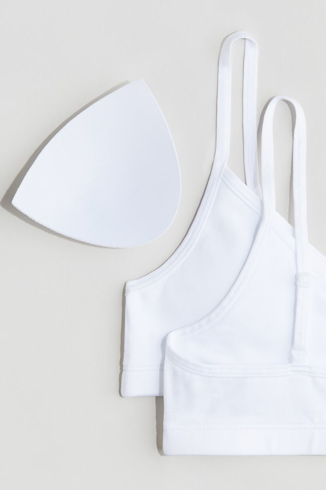 2-Pack Padded Short Tops - White/Black/white/Light pink/light gray melange/Black - 2