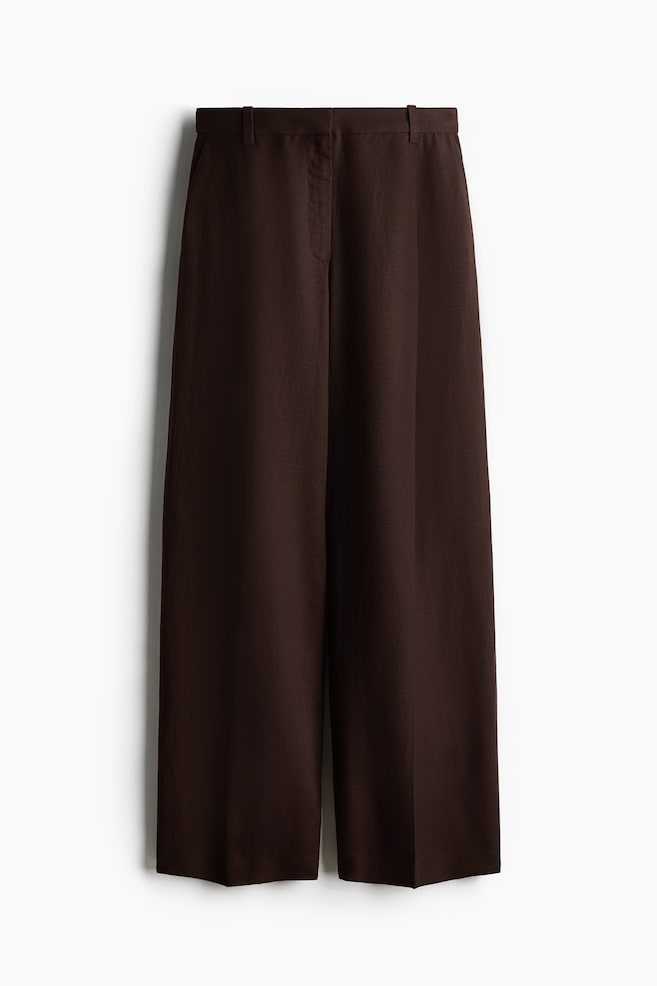 Pantalón sastre en mezcla de lino - Marrón oscuro - 1