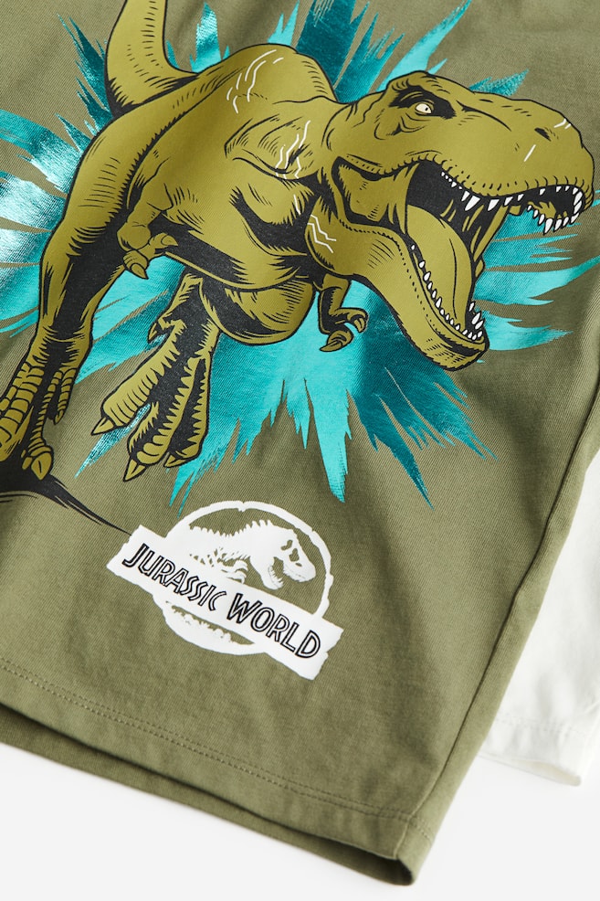 2-pack long-sleeved T-shirts - Khaki green/Jurassic World/Dark grey/Spider-Man - 4