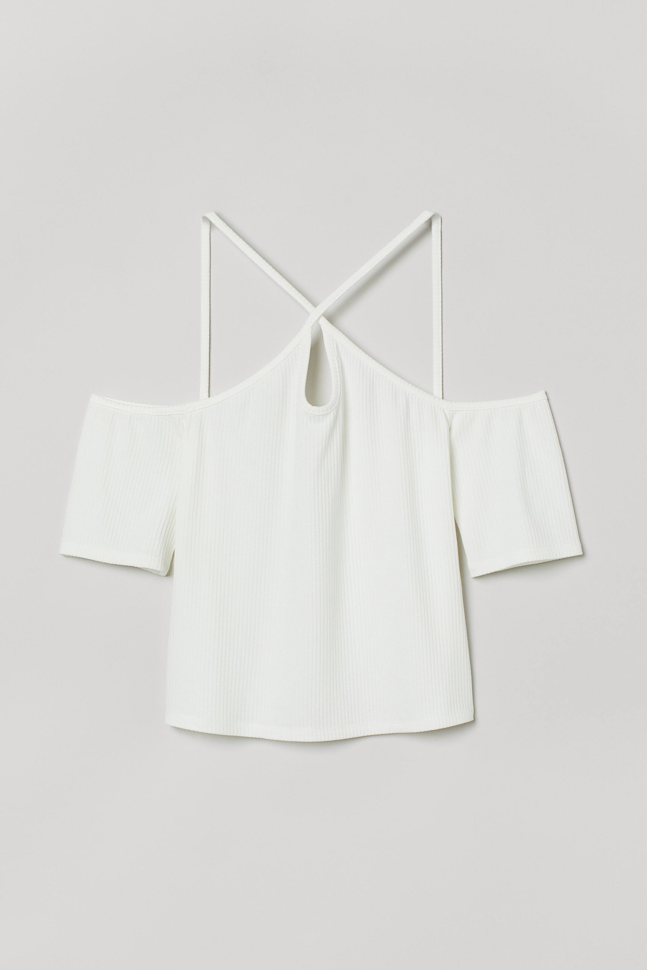 View larger image: Ribbed cold shoulder top - White - Ladies | H&M IN 1