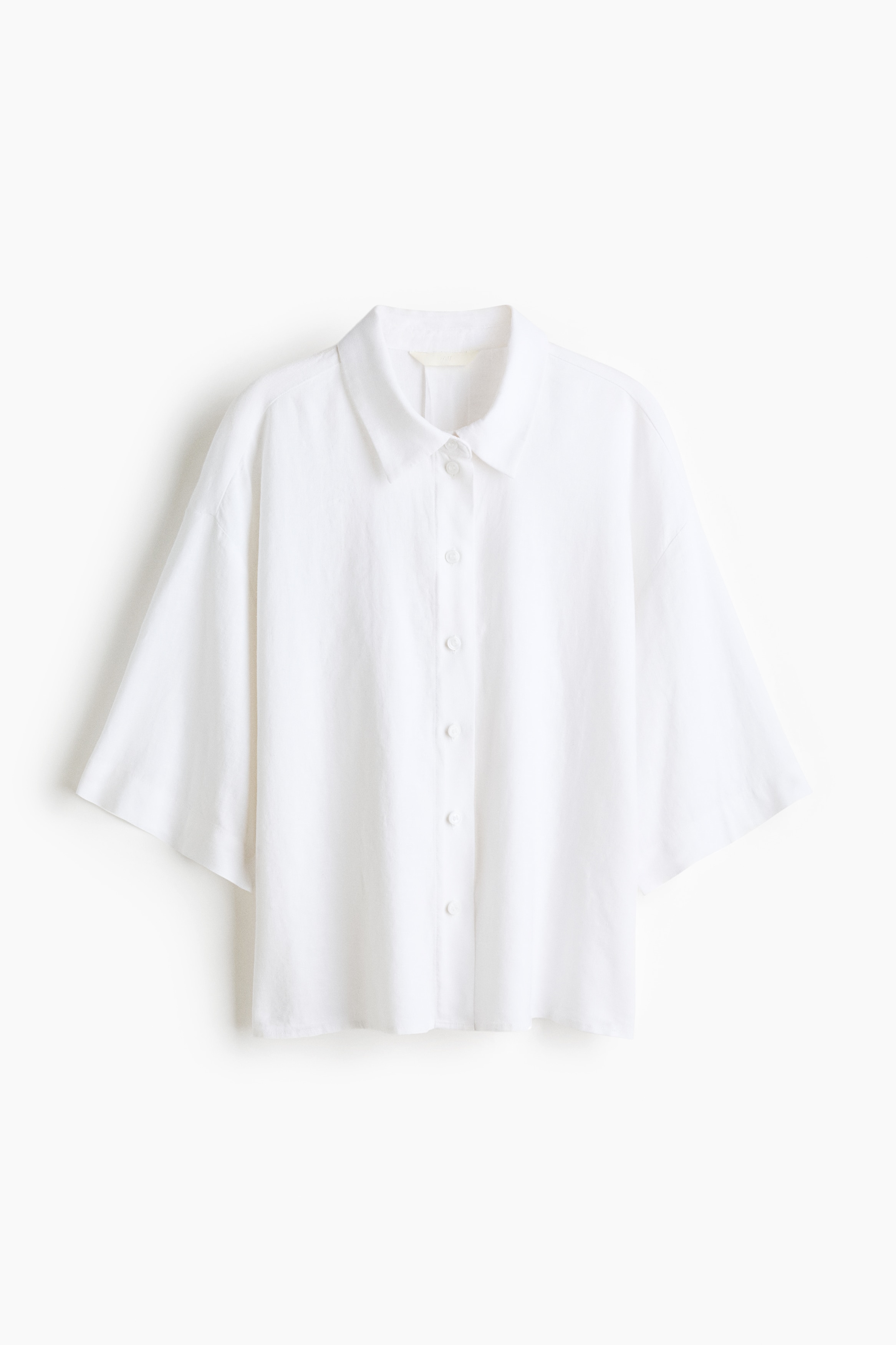 Linen-blend shirt - White/Dark brown/Bright red/Powder pink