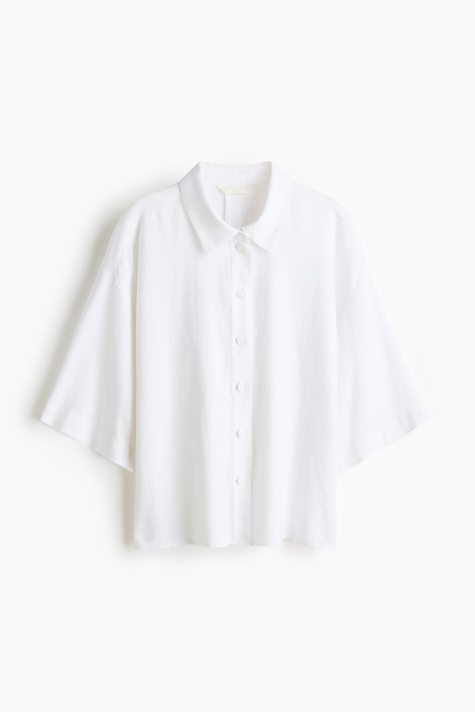 Camisa en mezcla de lino - Blanco/Rosa palo/Rojo vivo - 2