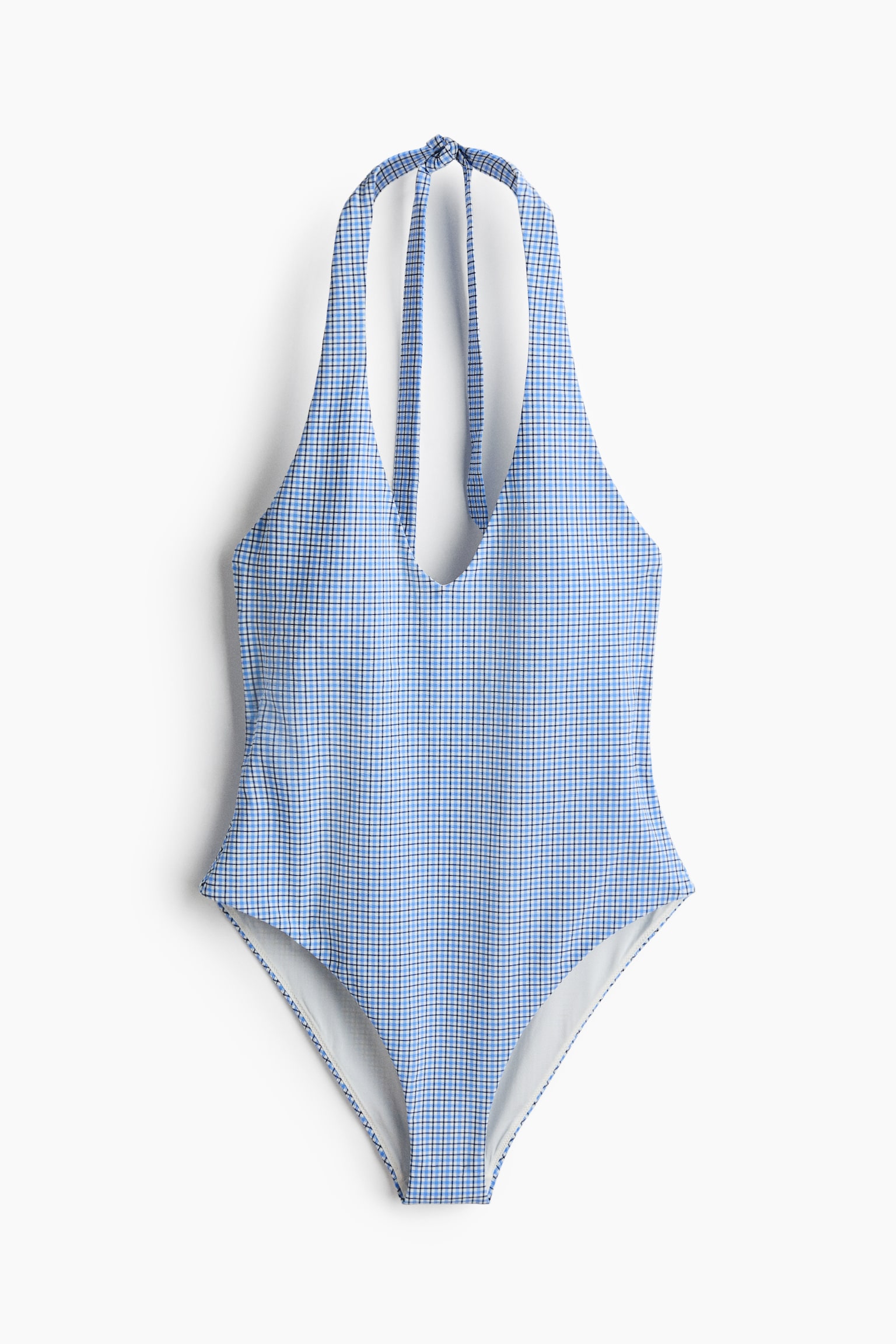 Maillot de bain paddé High Leg - Bleu clair/carreaux