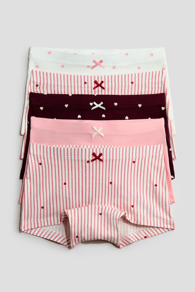 5-pack boxertrosa i bomull - Vit/Hjärtan/Ljusturkos/Enhörningar/Ljusgråmelerad/Hjärtan/Ljusrosa/Stjärnor/Rosa/Crèmevit - 1