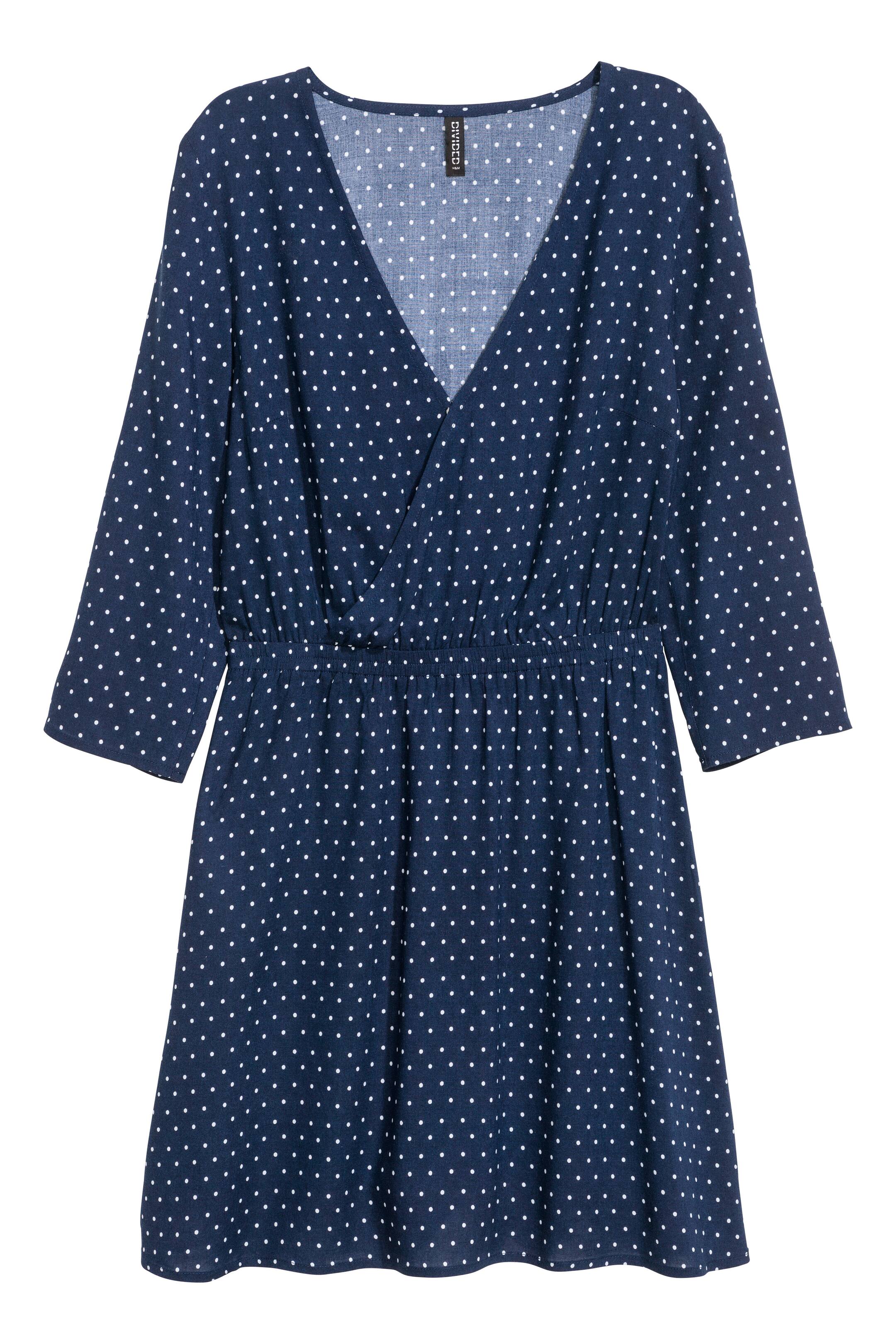 View larger image: V-neck dress - Dark blue/Spotted - Ladies | H&M GB 1