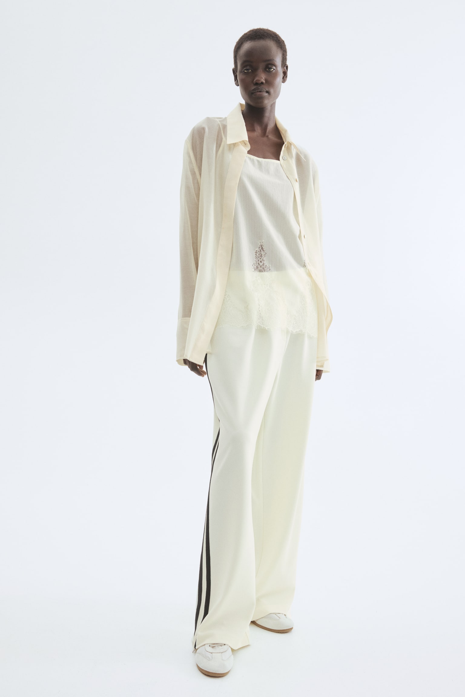 Tailored jersey trousers - Cream - 3