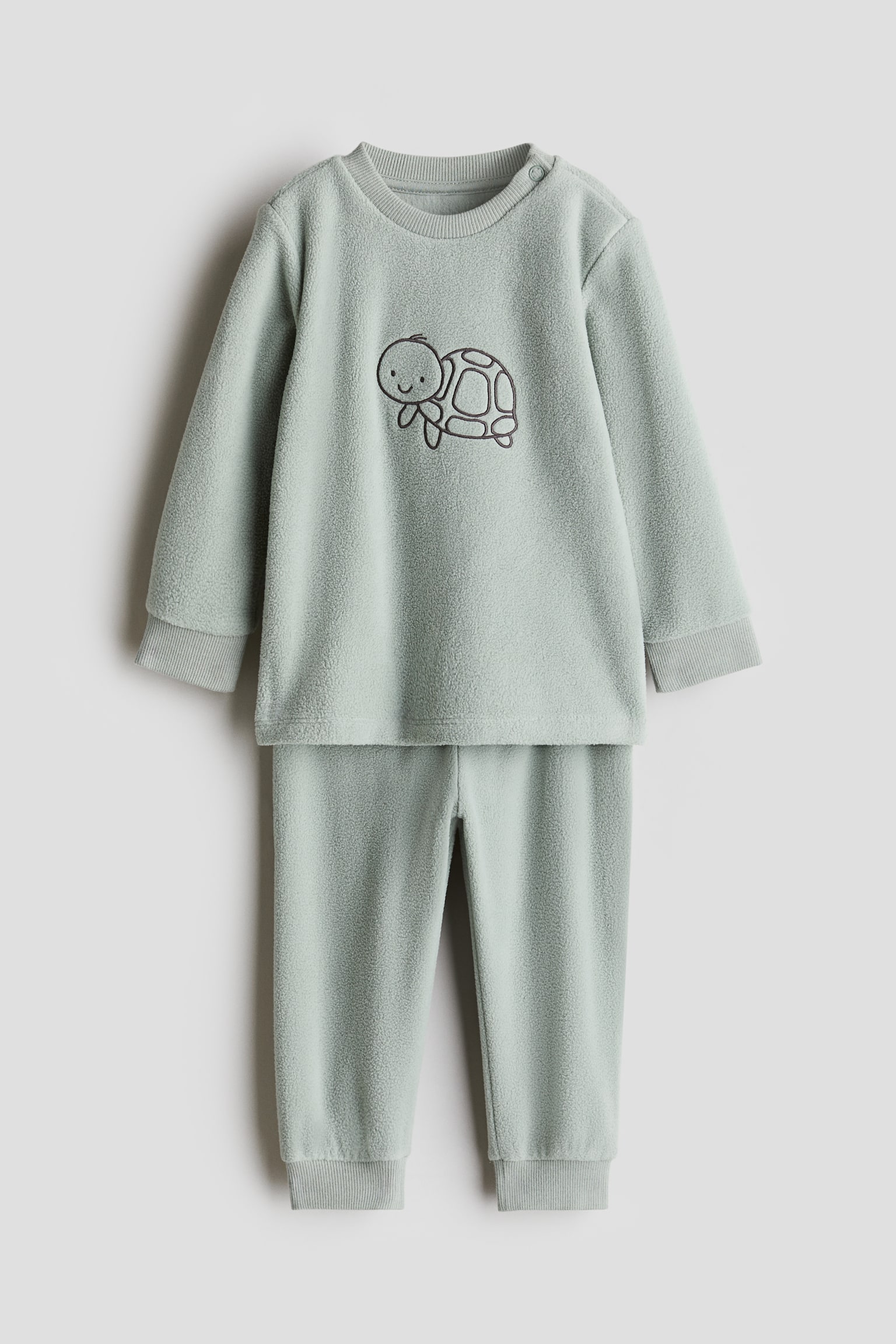 Fleece pyjamas - Dusty light green/Turtle/Light beige/Teddy bears/Beige/Leopard-print/Cream/Bunny/Light green/Dinosaur - 1