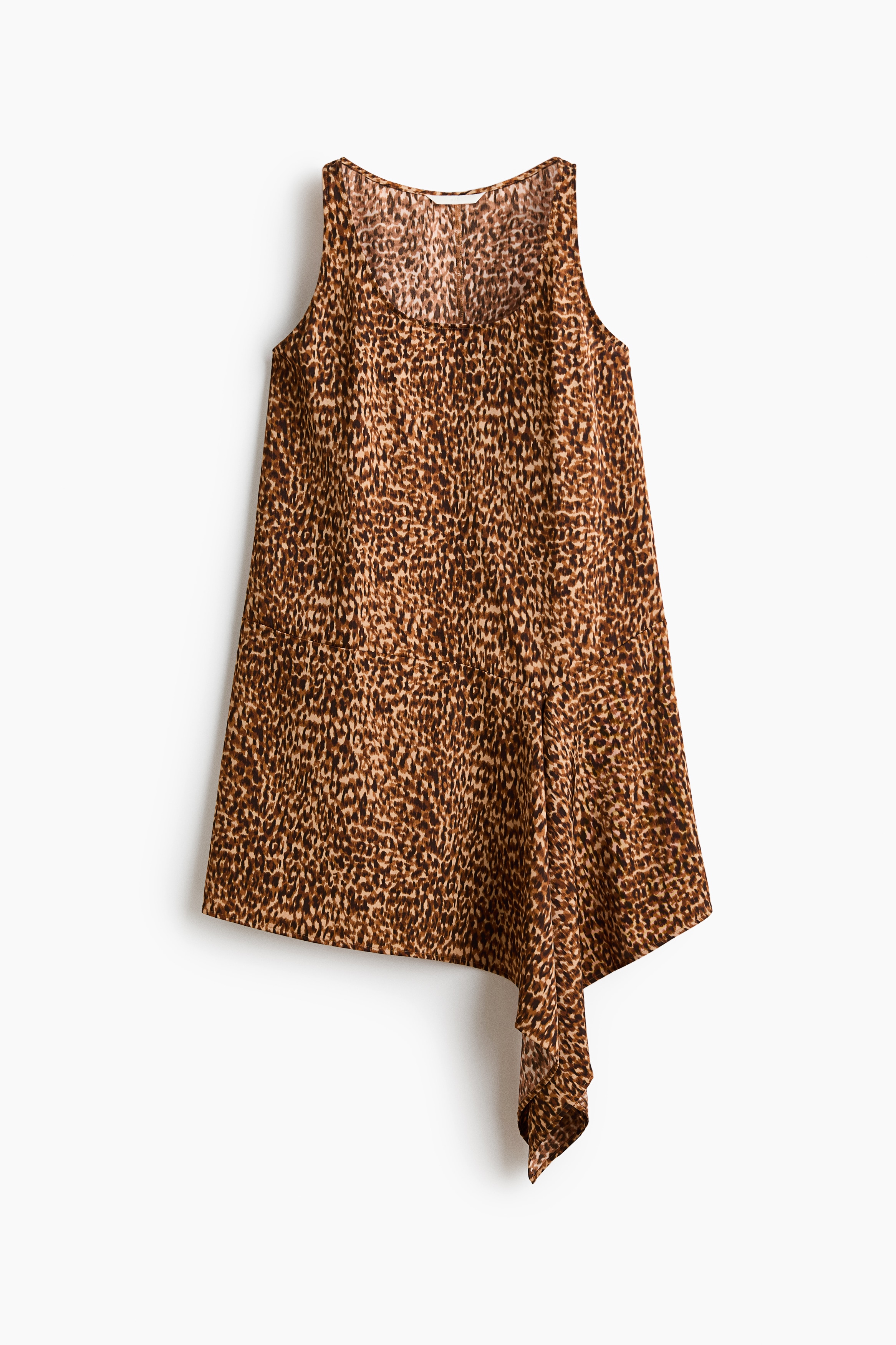 Draped-Panel Twill Dress - Dark brown/leopard print/Burgundy/Raspberry red/patterned