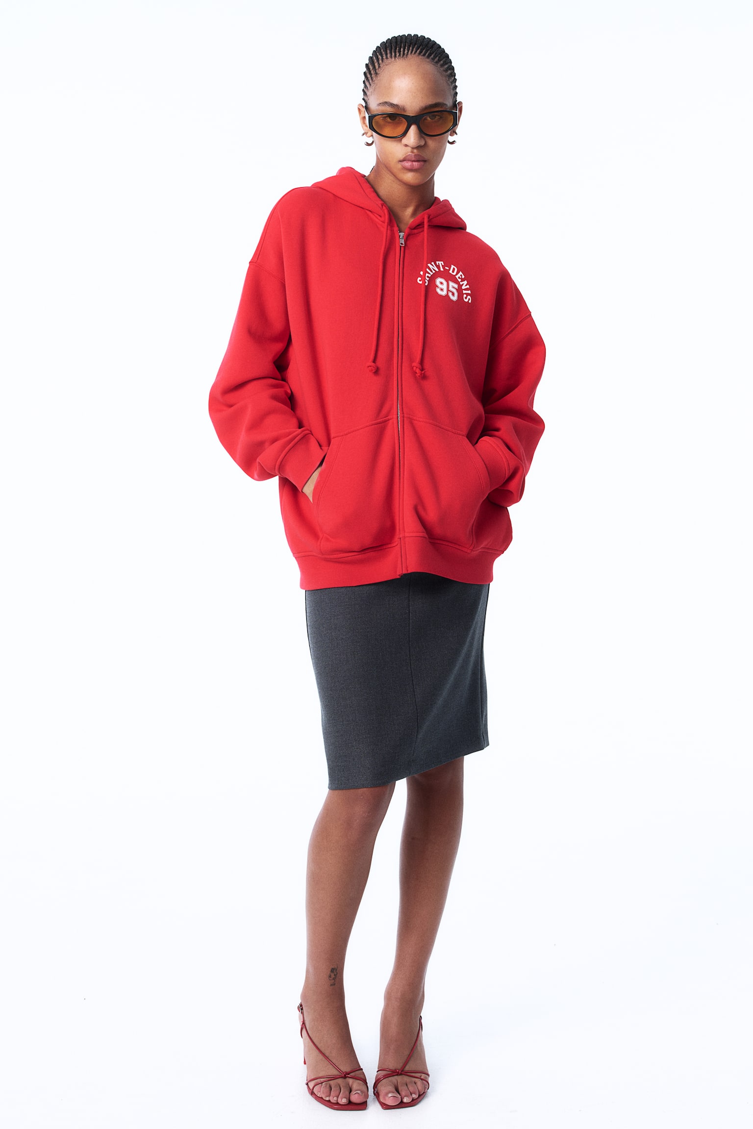 Oversized zip-through hoodie - Red/Saint-Denis/Black/Seine/Light beige/California/Light beige/Pure at Heart - 6