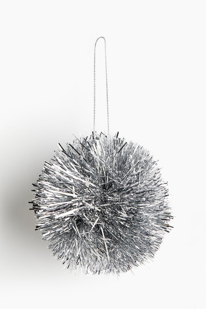 Juldekoration med pompom - Silver/Grön/Röd - 1