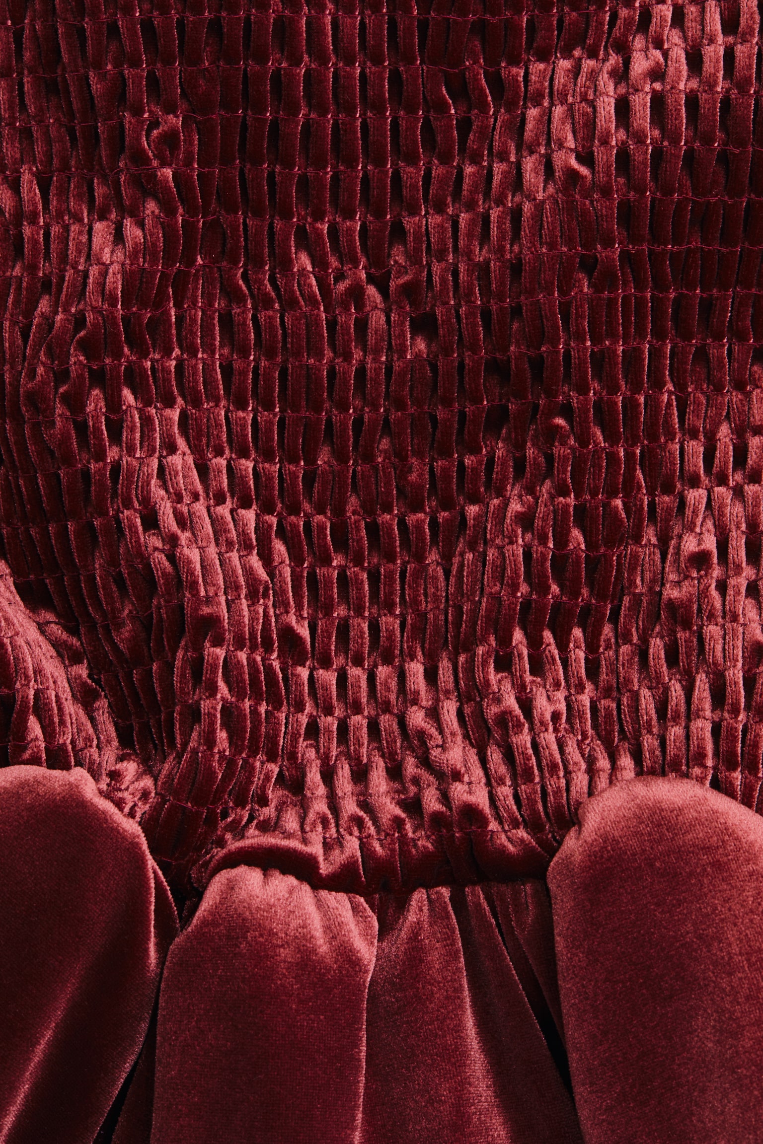 Smocked velour skirt - Burgundy/Black - 5