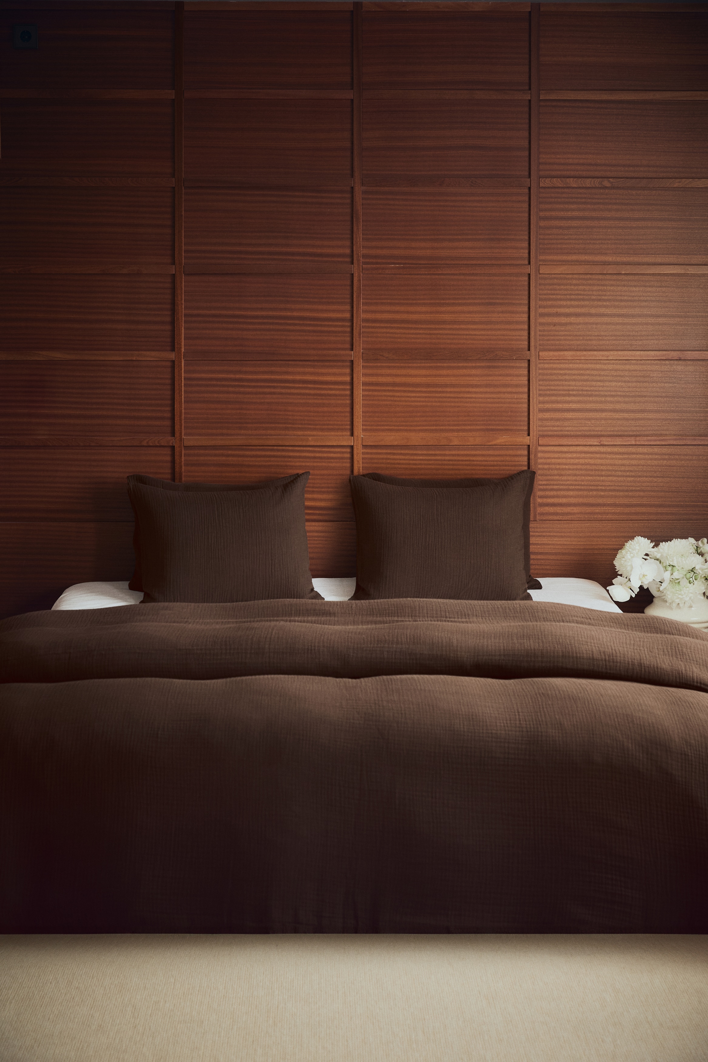 H & M - モスリン掛け布団カバーセット ダブル／キング - ブラウン