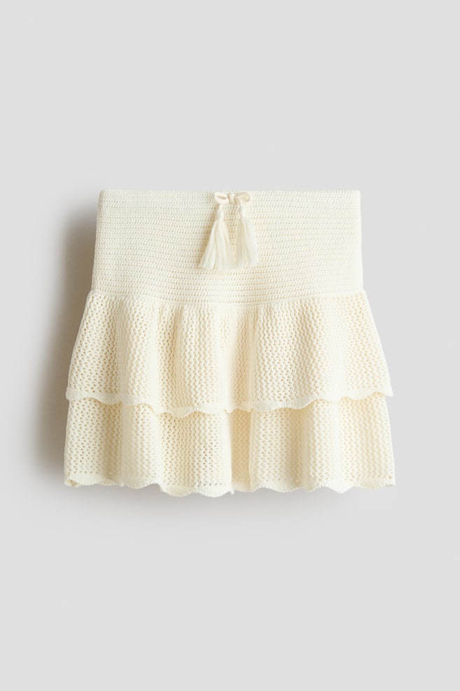Knitted tiered skirt - Cream - 1