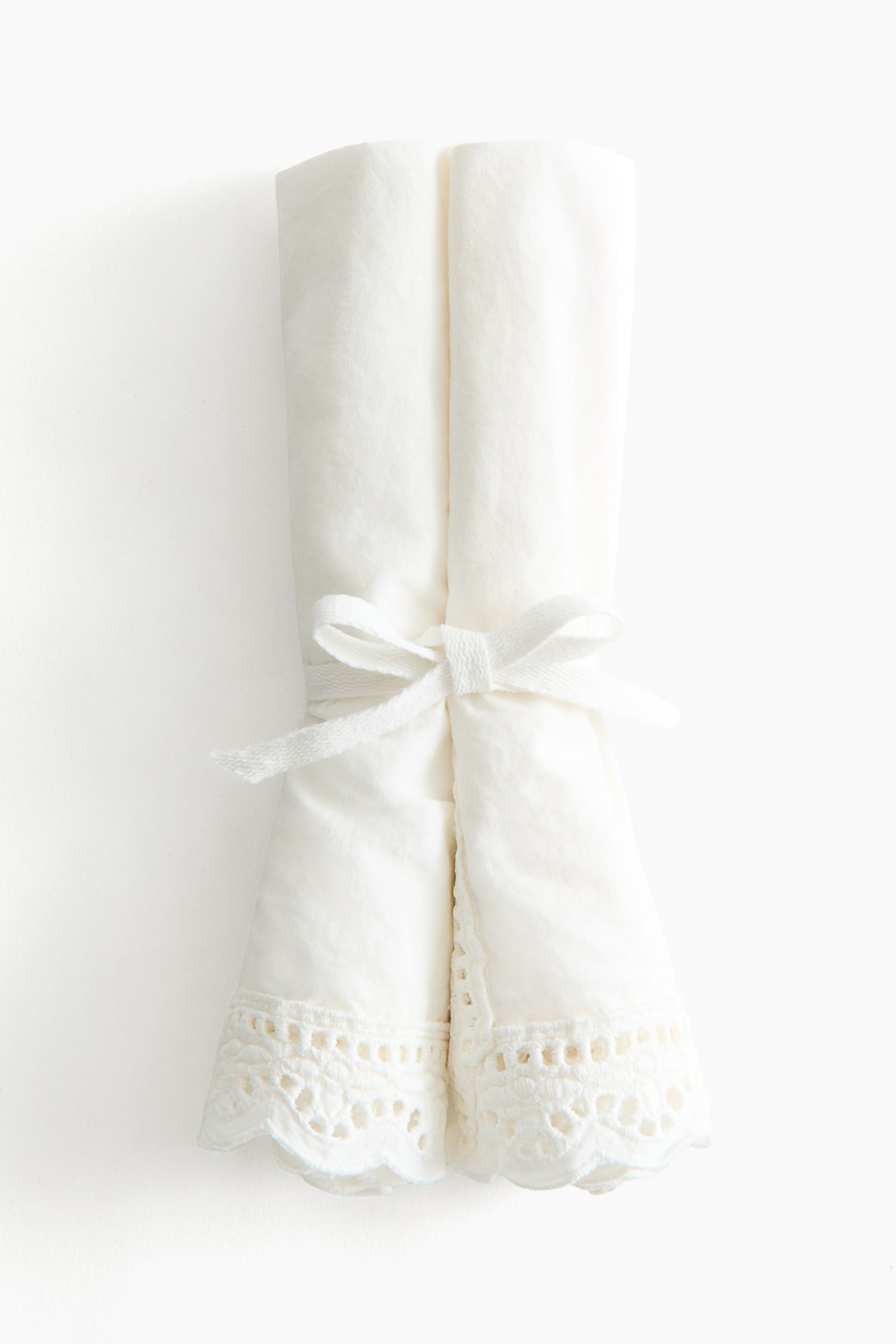 2-pack lace-trimmed cotton napkins - Silver-coloured - 1