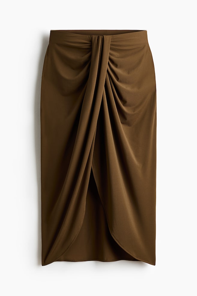 Draped Jersey Skirt - Dark khaki green/Dark brown/Dark dusty pink - 1