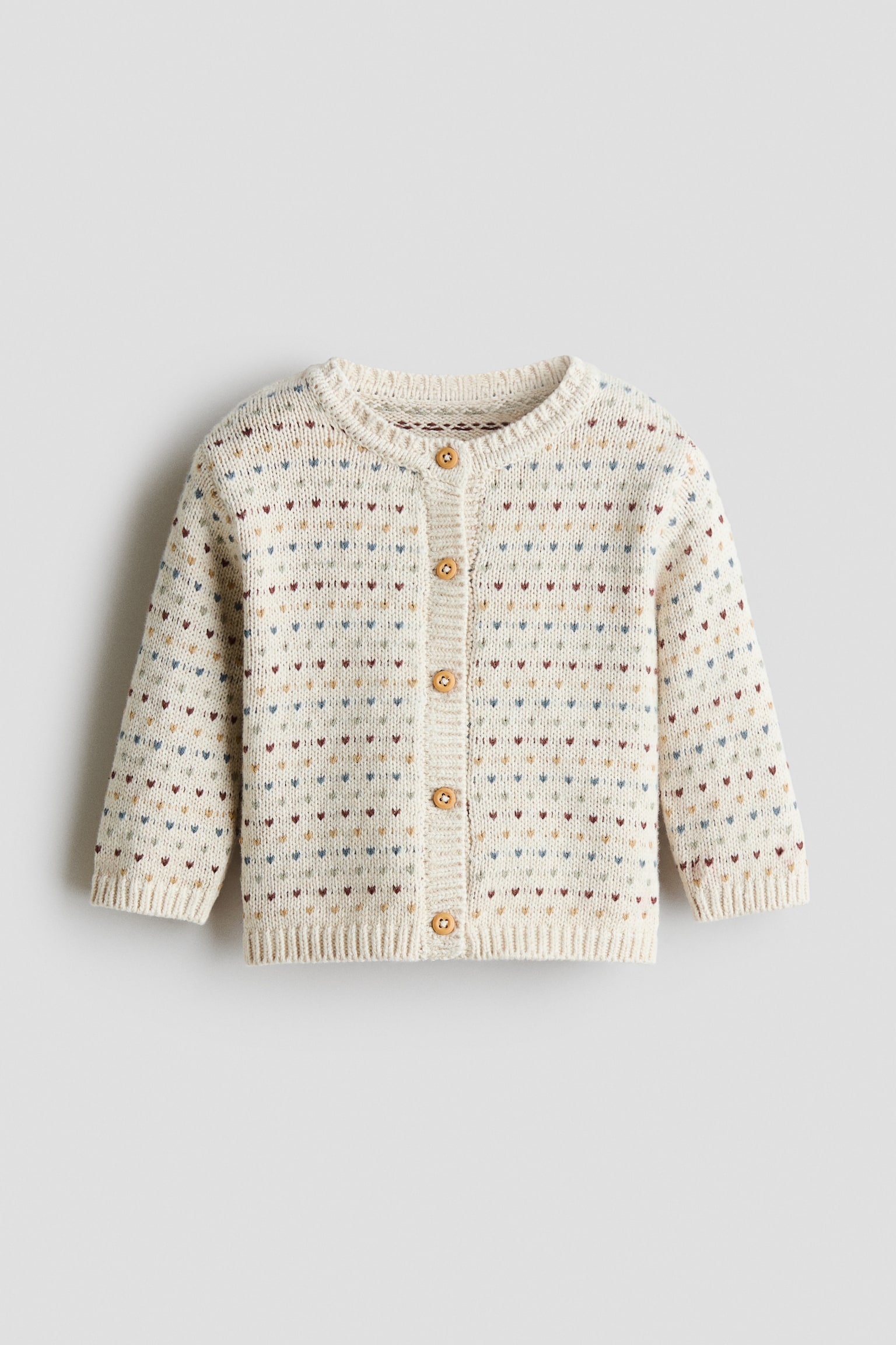 Cardigan de bumbac - Bej-deschis/motive/Roșu/căpșună