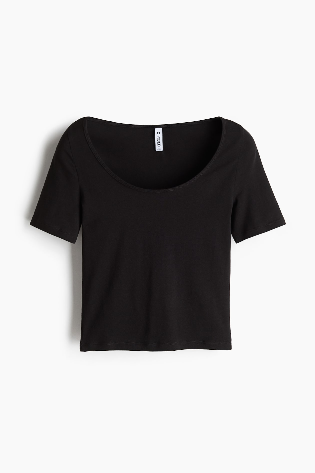 スクープネック クロップドTシャツ - ブラック - レディース | H&M JP