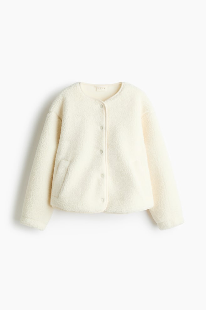 Oversized Fit Teddy sports jacket - Cream - 1