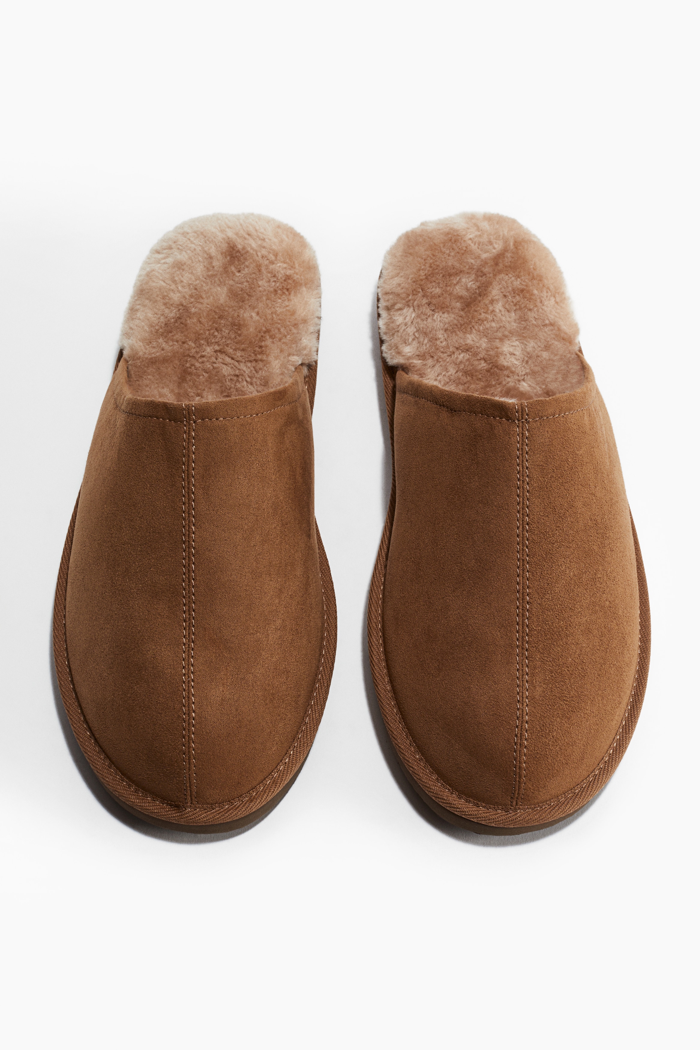 Men's Brown Pile-Lined Slippers | H&M US