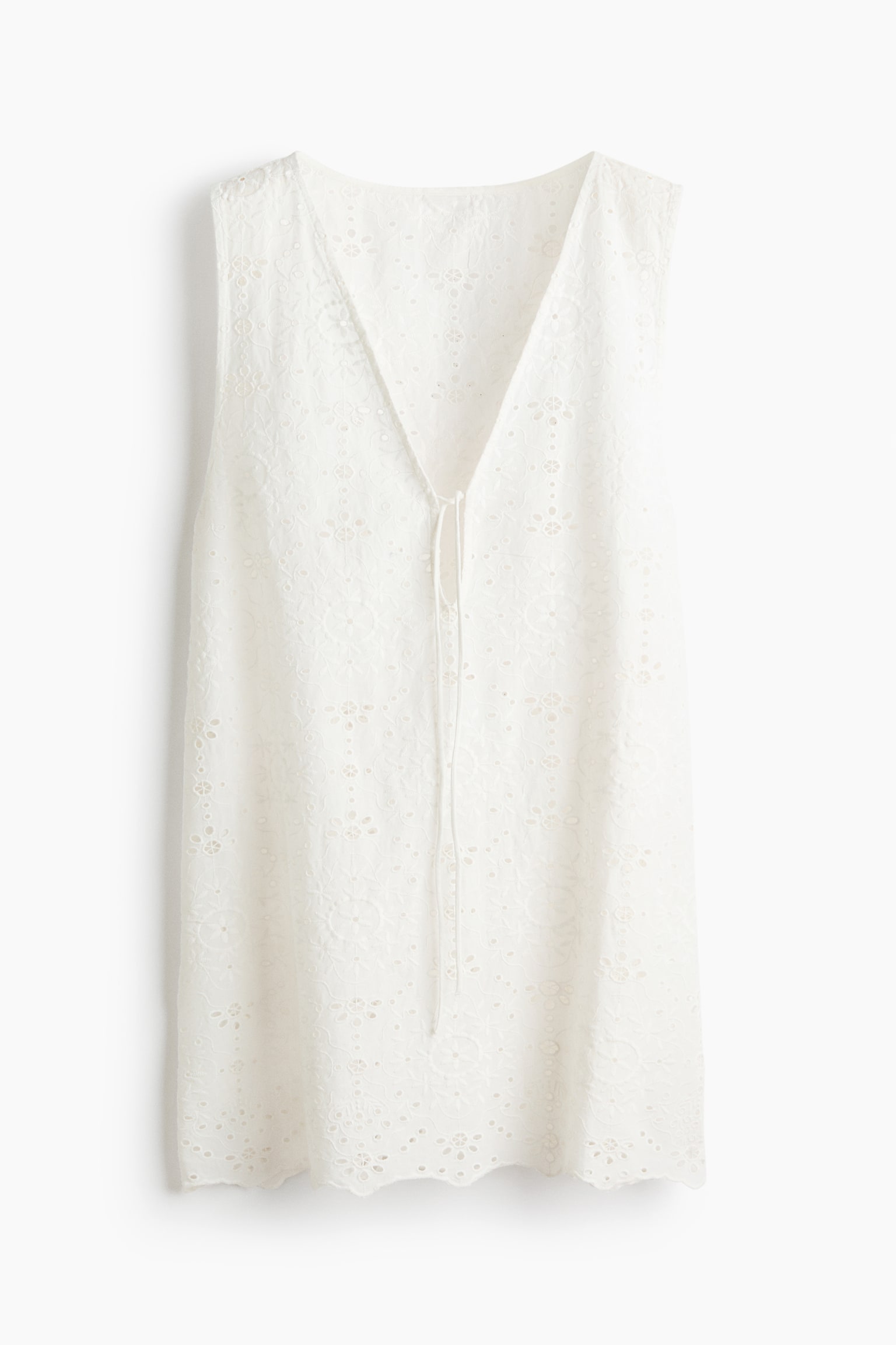 Strandkleid aus Baumwolle mit Broderie Anglaise - Weiß - 1